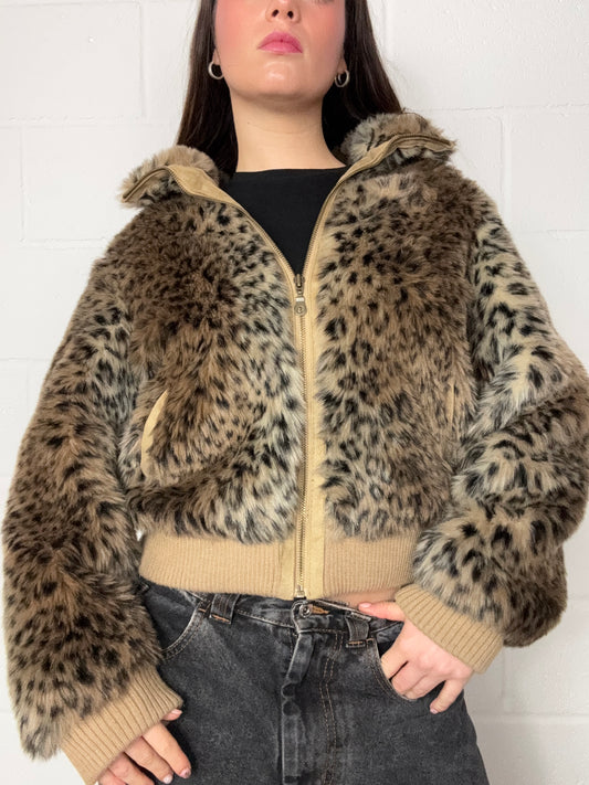 Leopard Print Faux Fur Jacket (UK14)