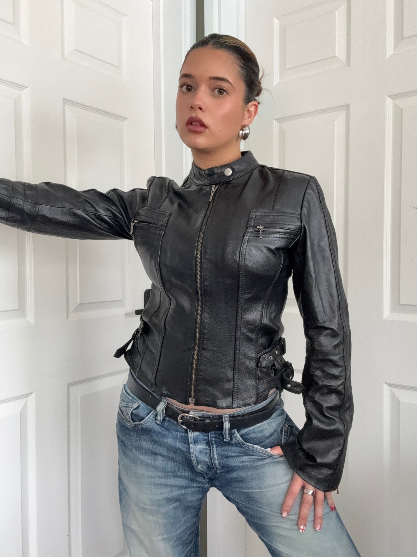 Leather Biker Jacket (UK10)