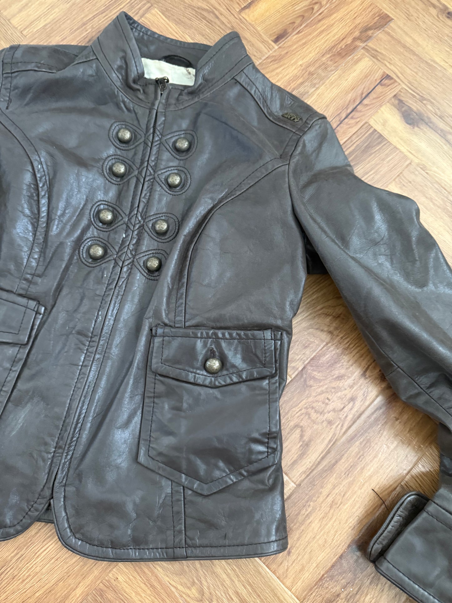 Miss Sixty Leather Military Jacket (M)