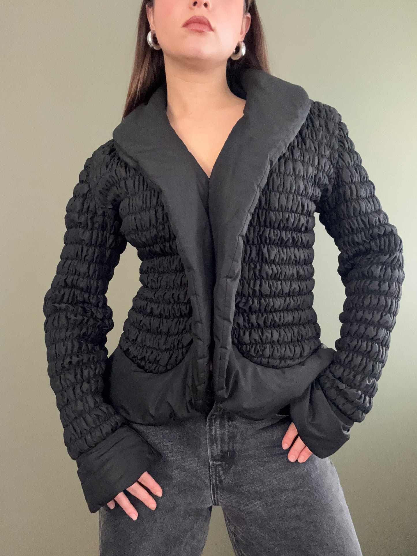 Ruched Fitted Puffer Coat (UK10)