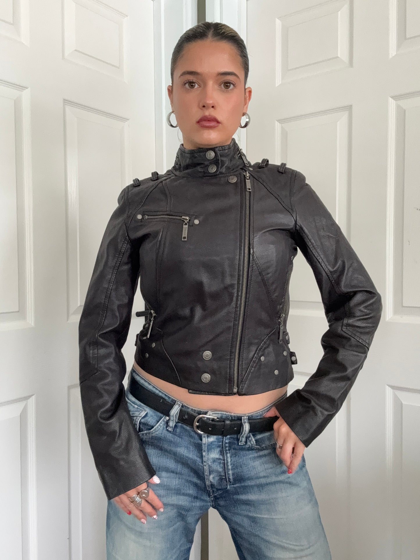 Leather Biker Jacket (UK10)