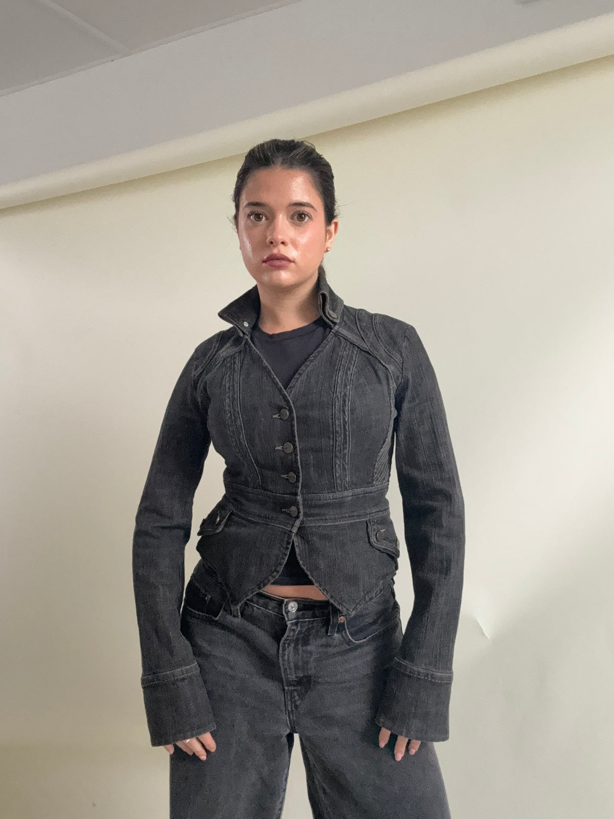 Karen Millen Denim Fitted Jacket (UK8)
