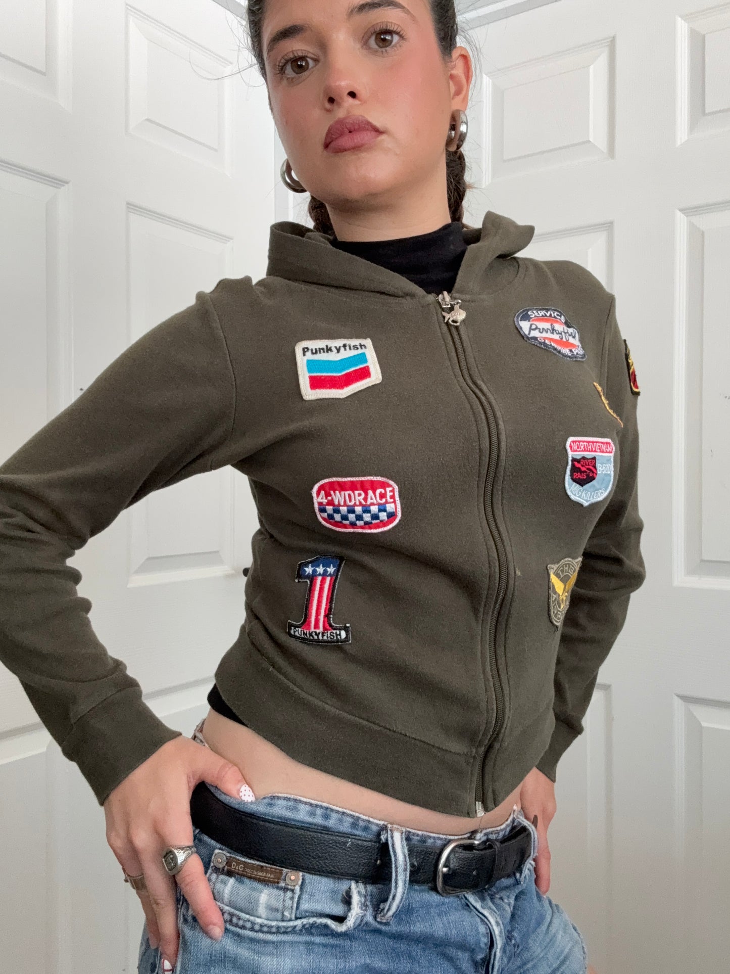 Punky Fish Patchwork Zip Hoodie (XS)