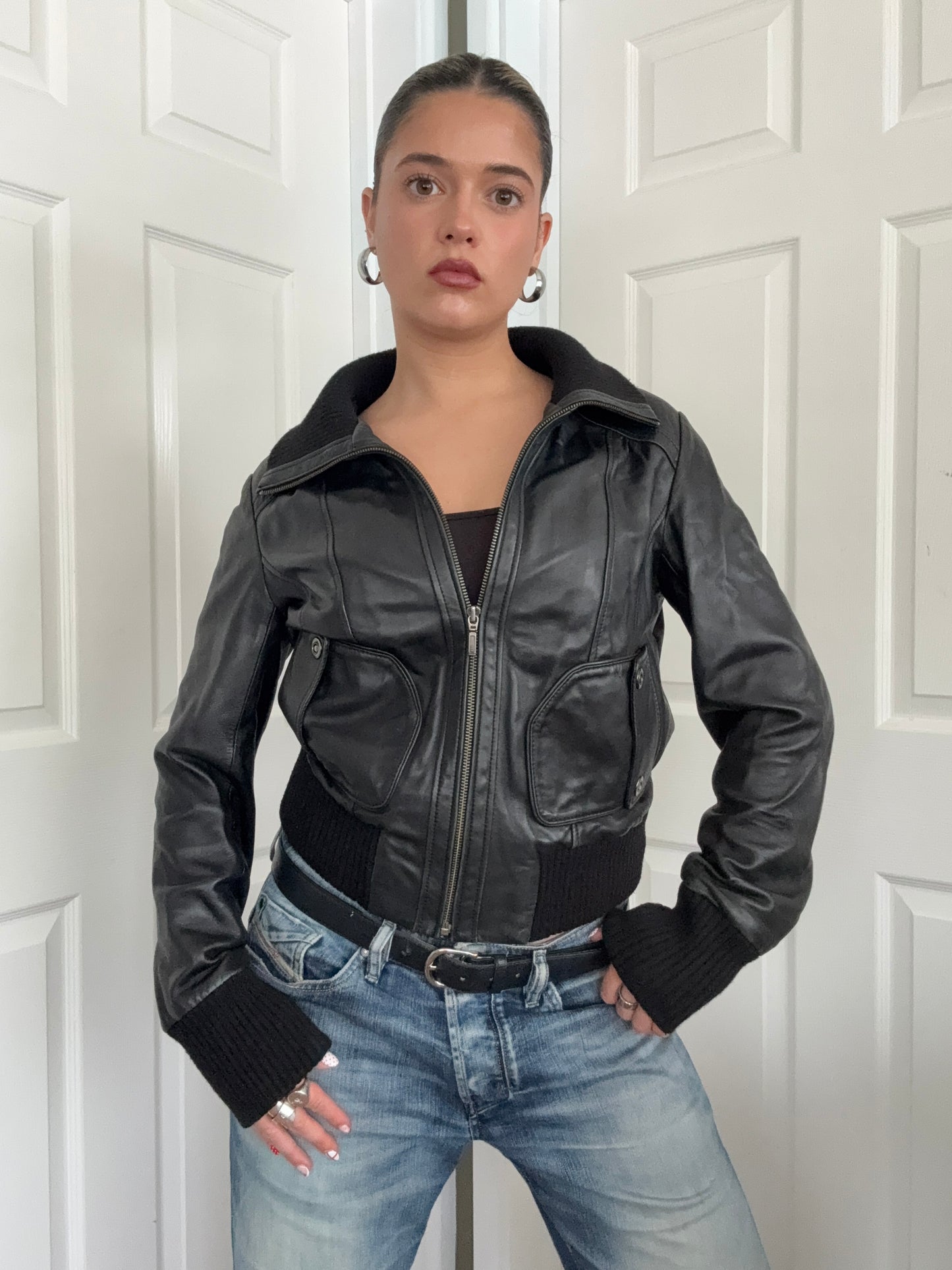 Leather Bomber Jacket (UK12)