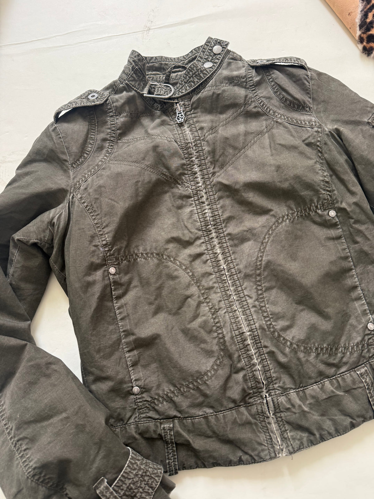 Diesel Khaki Vintage Biker Jacket (M)