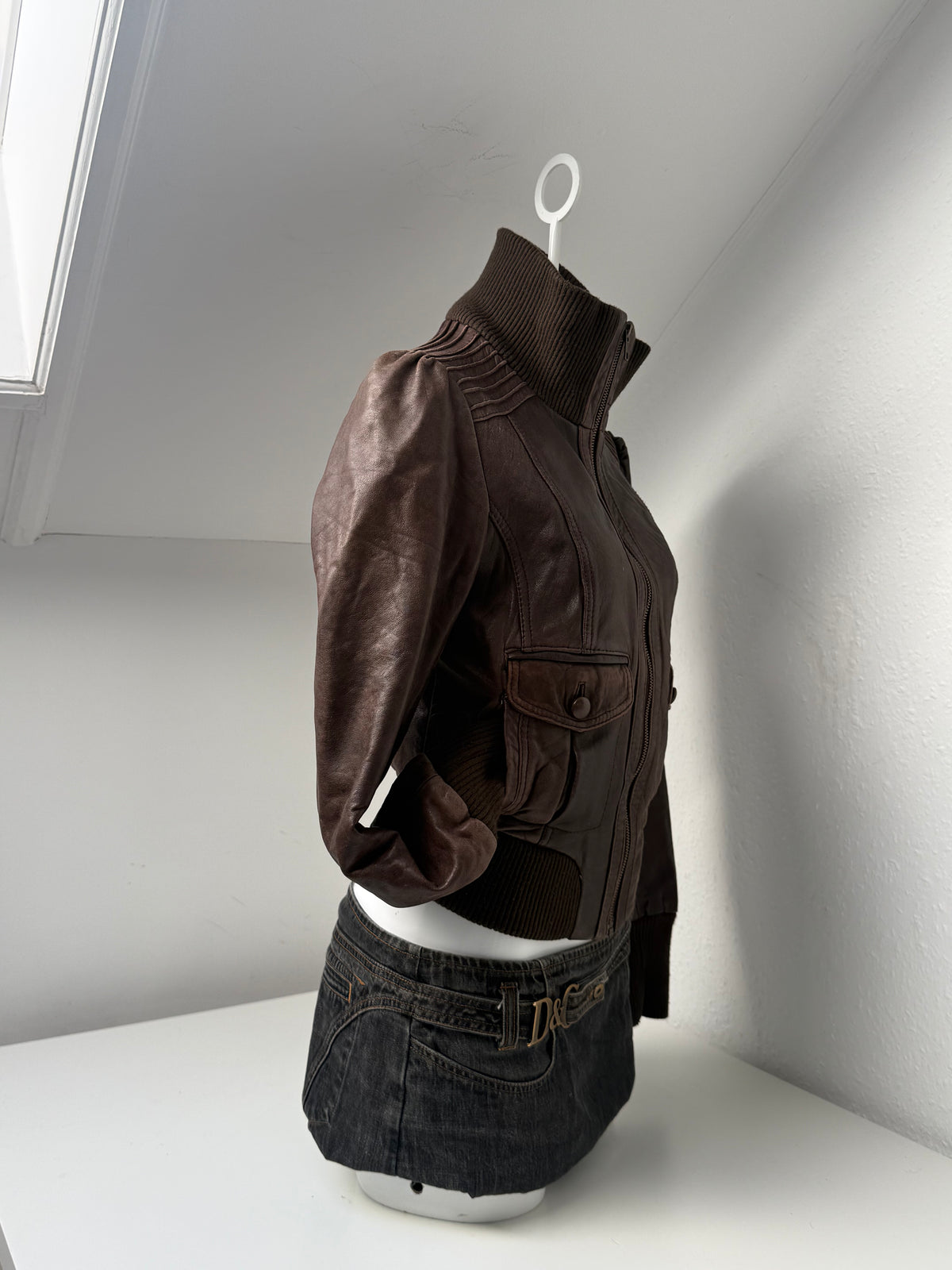 Vintage Brown Leather Bomber Jacket (UK12)