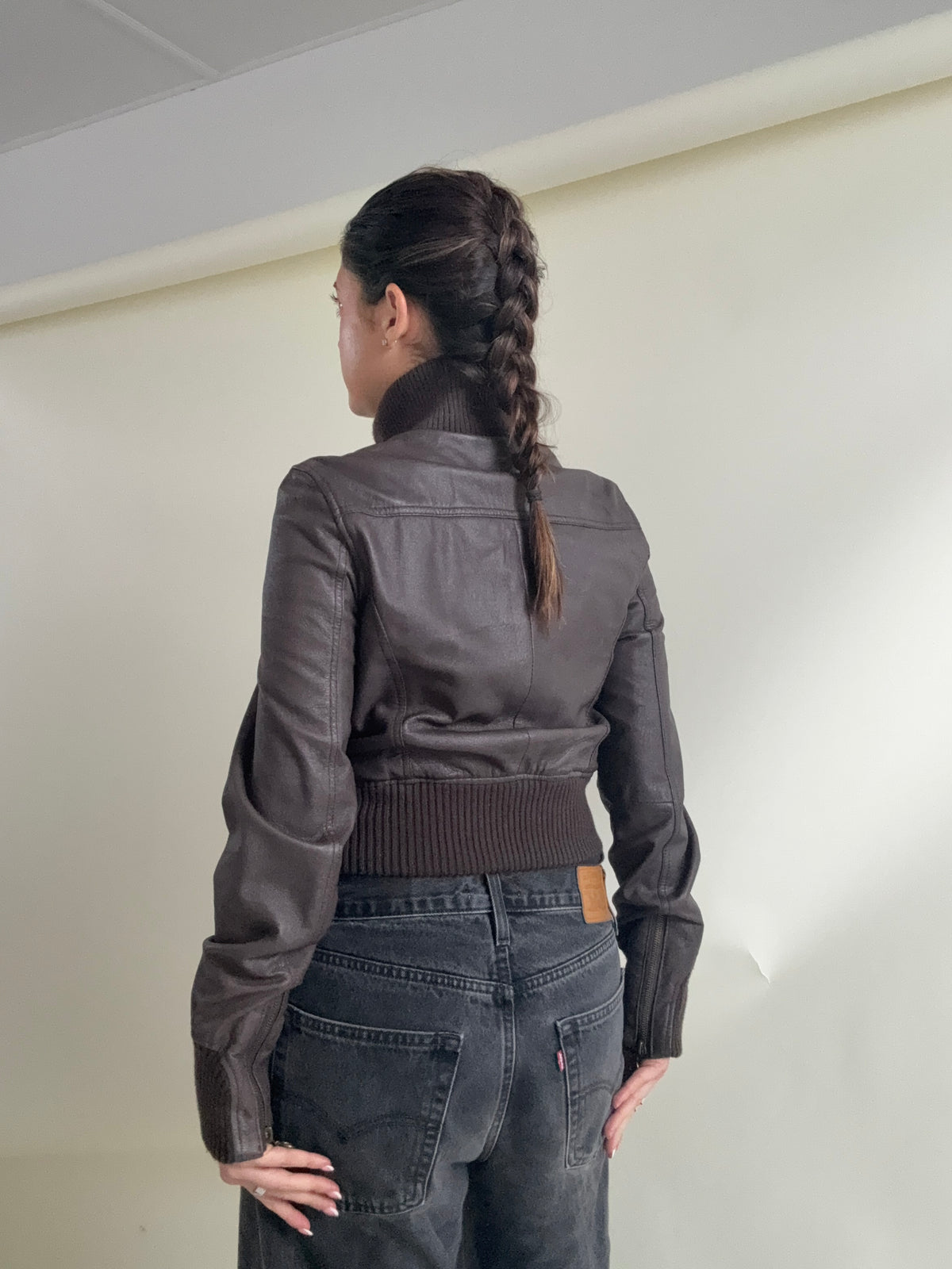 Jane Norman Leather Bomber Jacket (UK10)