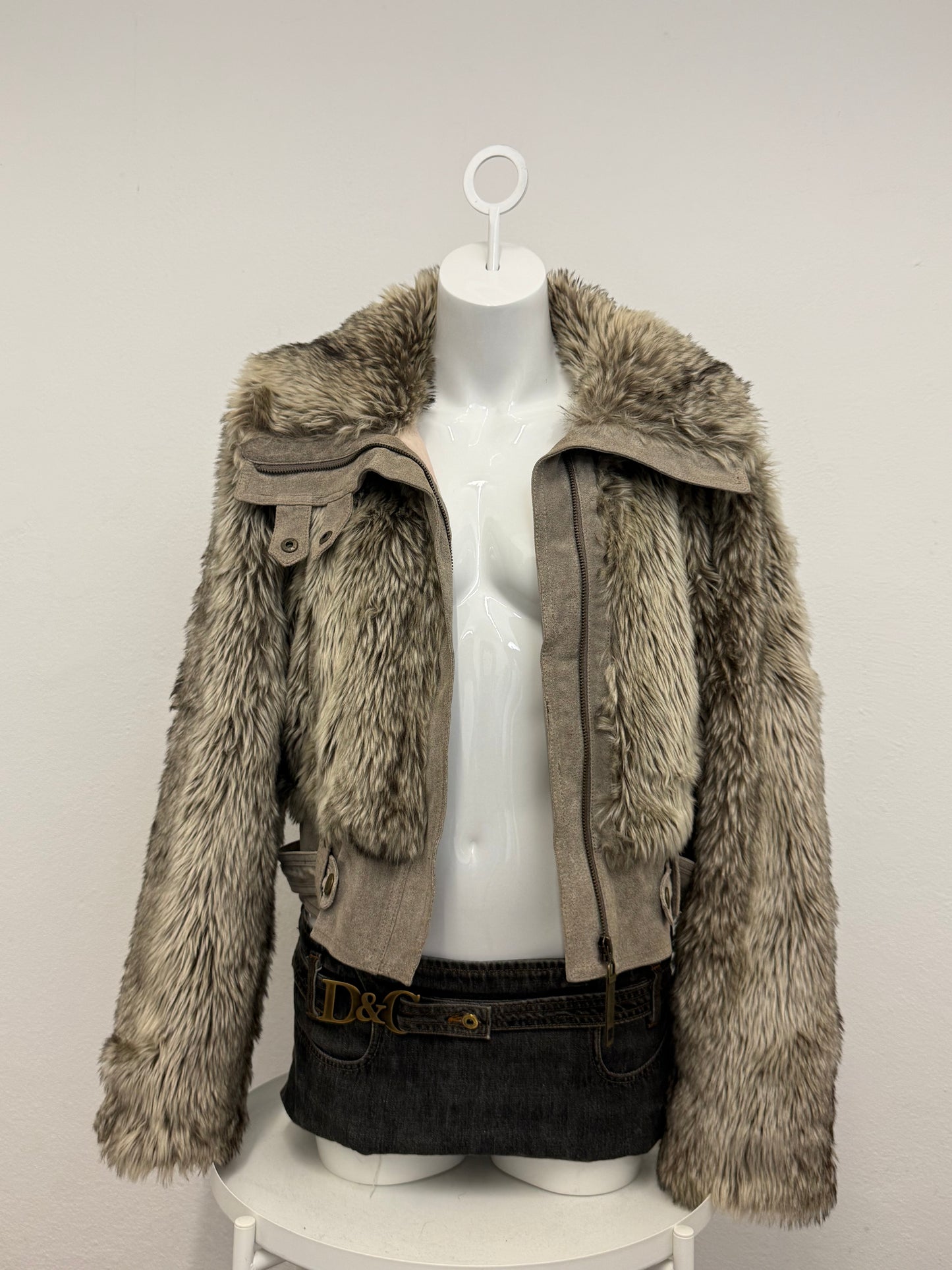 Faux Fur Bomber Jacket (UK16)