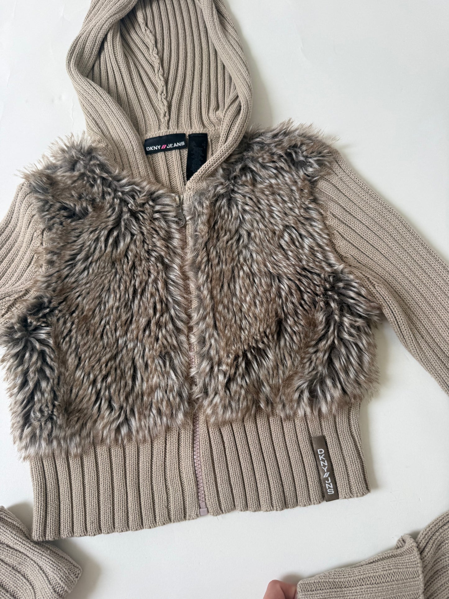 DKNY Faux Fur Cropped Jumper (S)