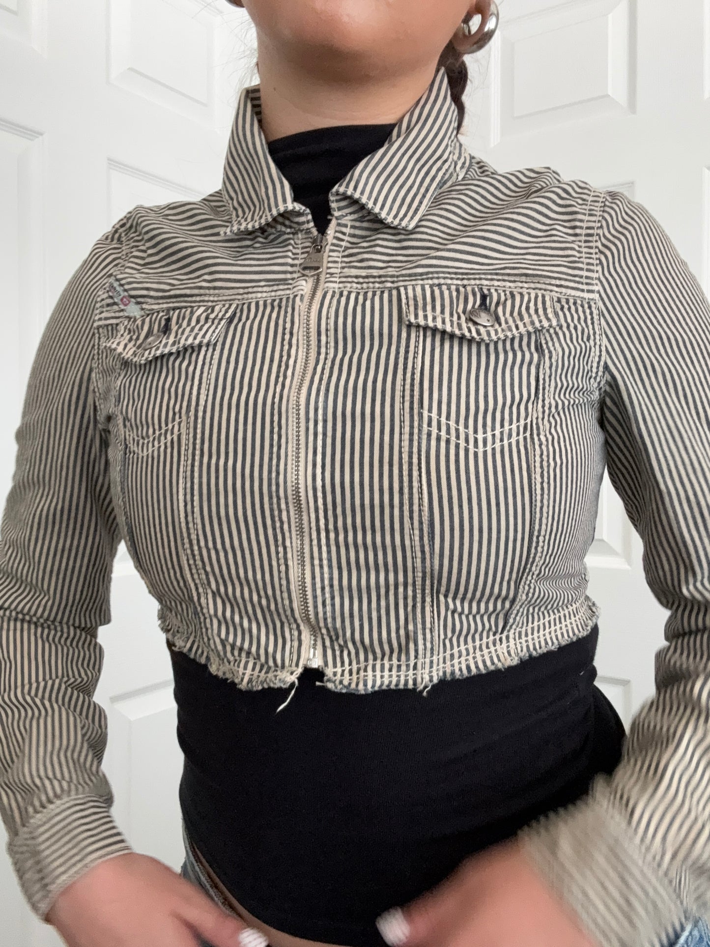 Diesel Pinstripe Cropped Jacket (XL)