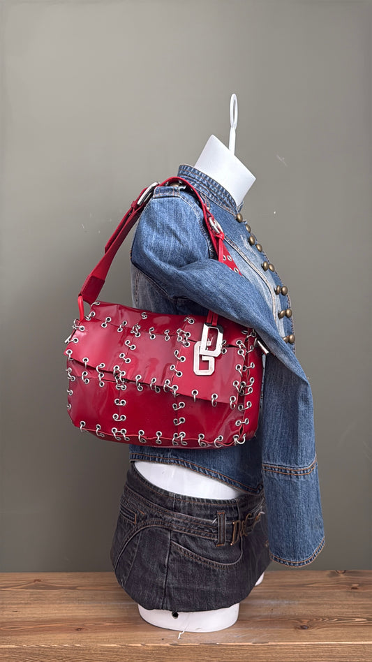 Dolce & Gabbana Red Patchwork Shoulder Bag