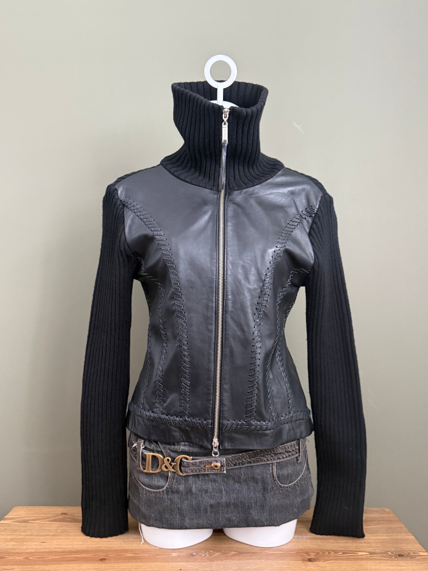 Knitted Leather Jacket (UK14)