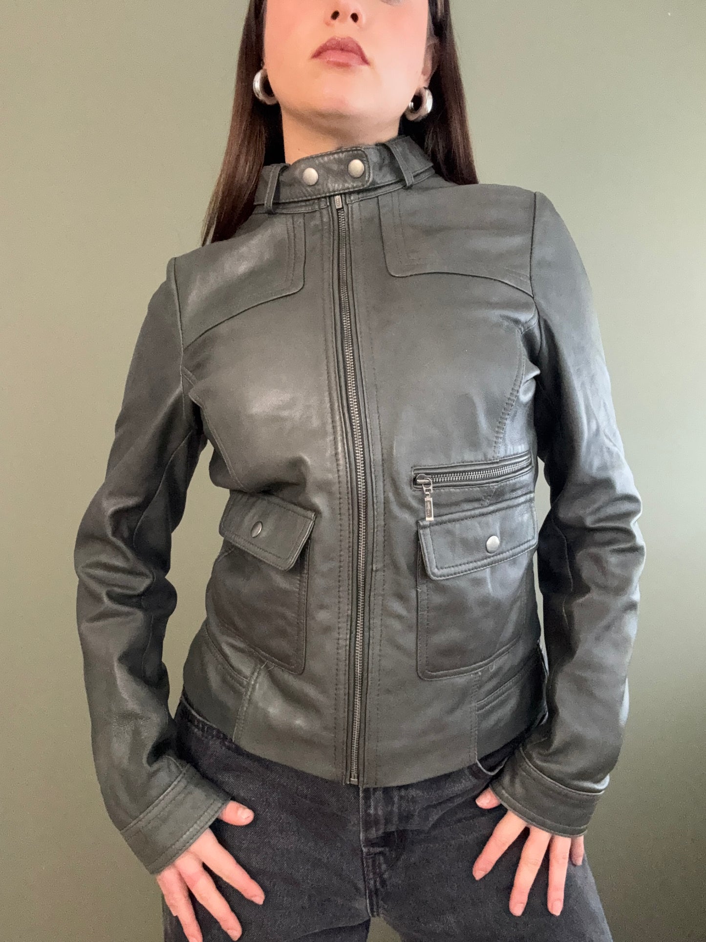 Leather Cargo Jacket (UK10)