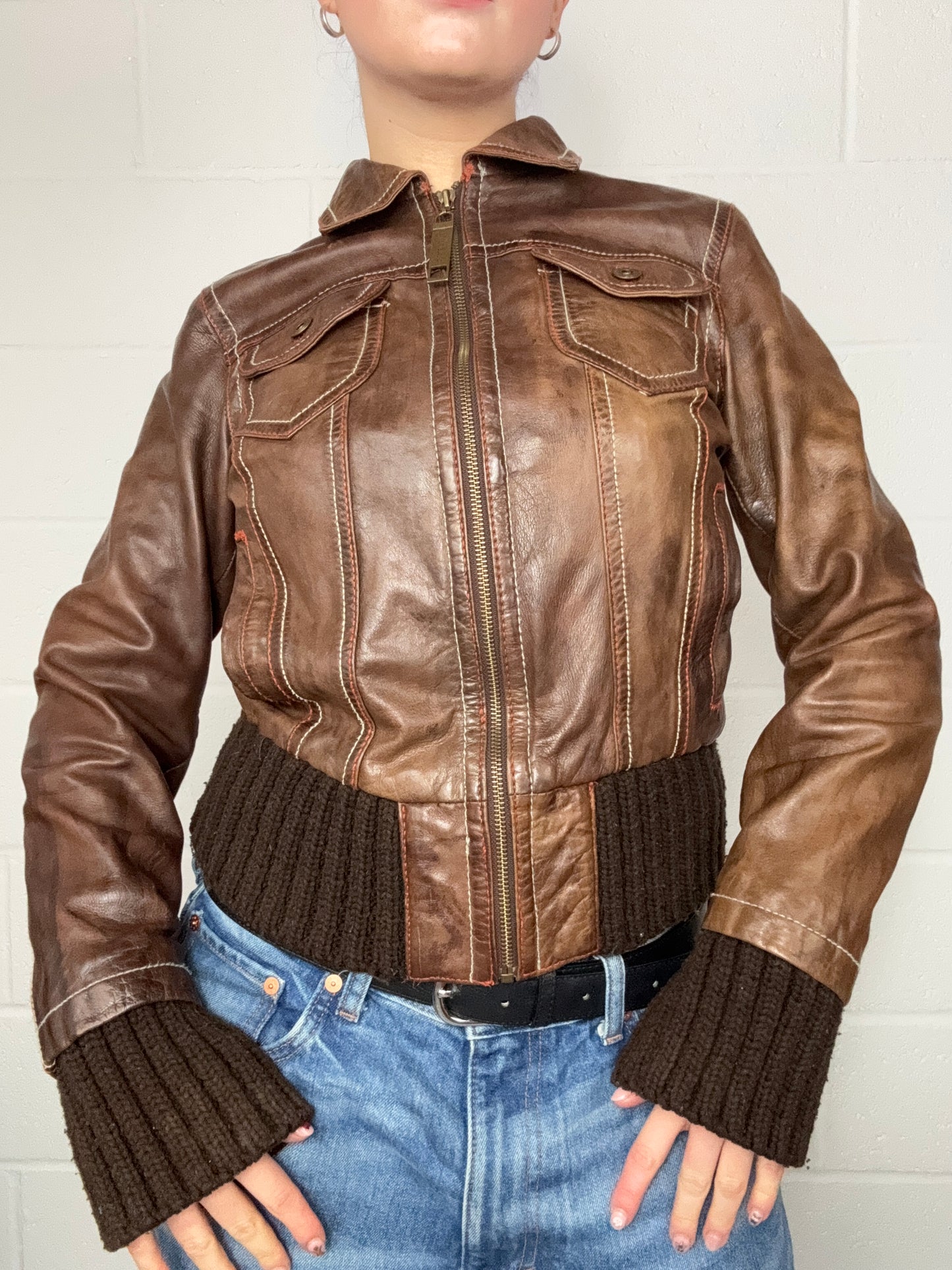 Vintage Brown Leather Jacket (UK12)