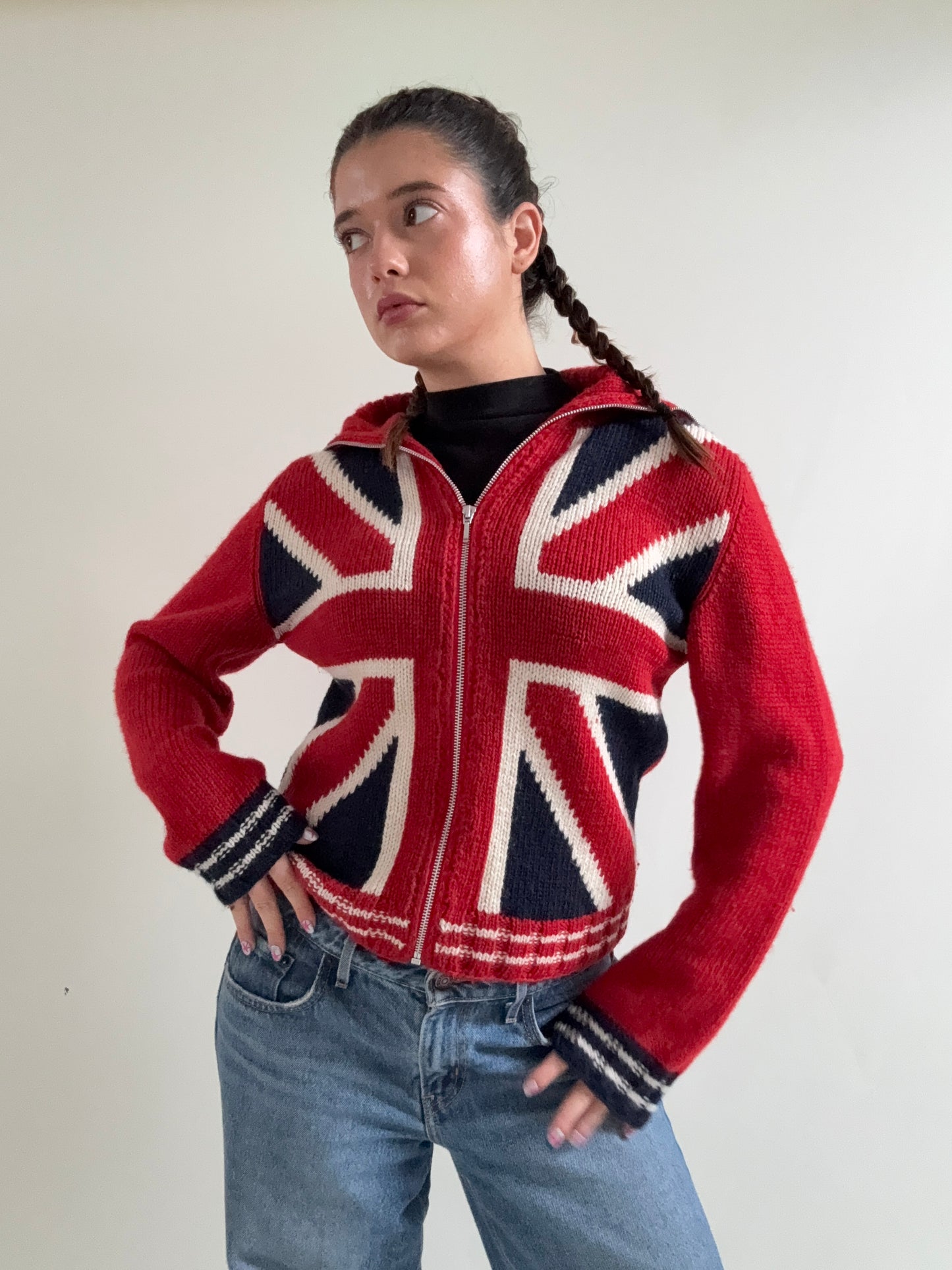 Vintage Wool Union Jacket Zip Jumper (UK12)