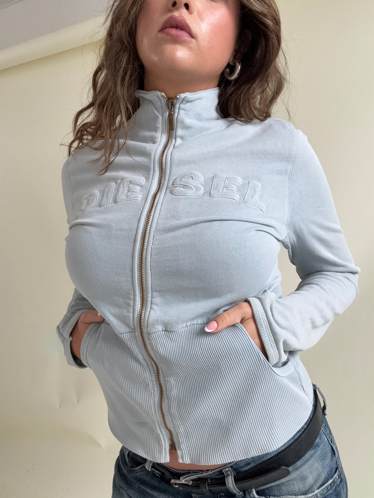 Diesel Baby Blue Zip Jumper (S)