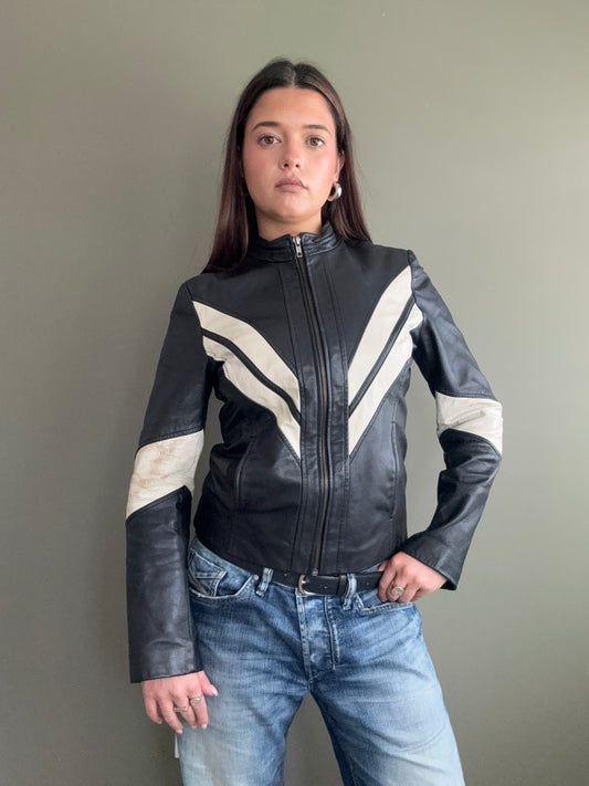 Leather Biker Jacket (M)