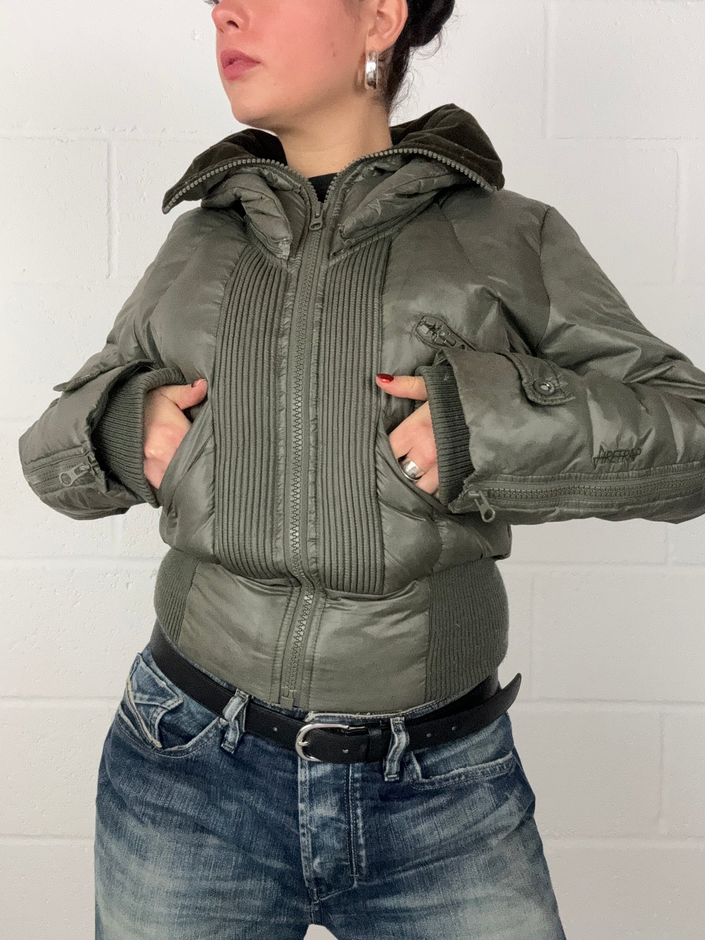 Firetrap Khaki Puffer Jacket (M)