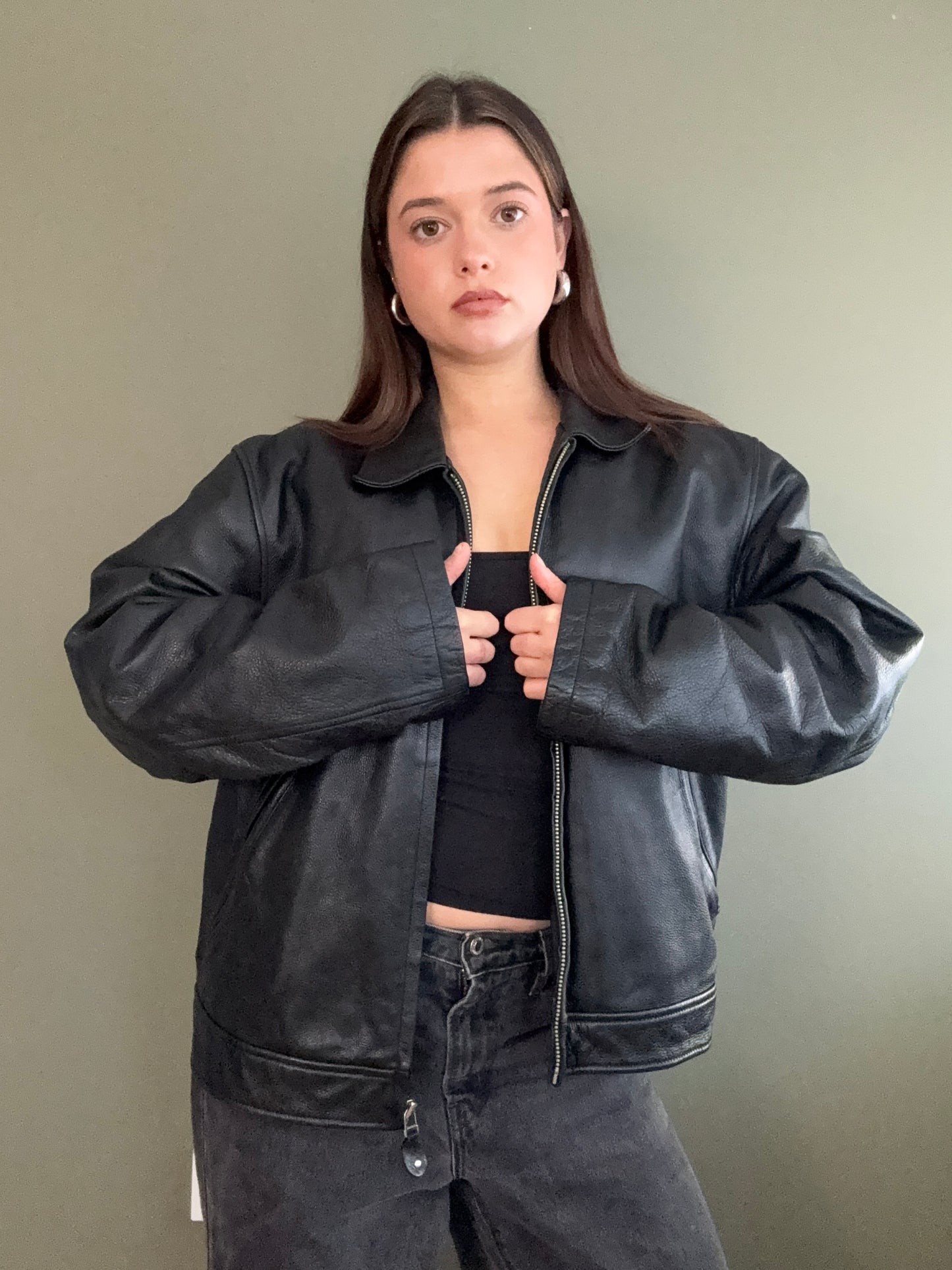 DKNY Leather Jacket (L)