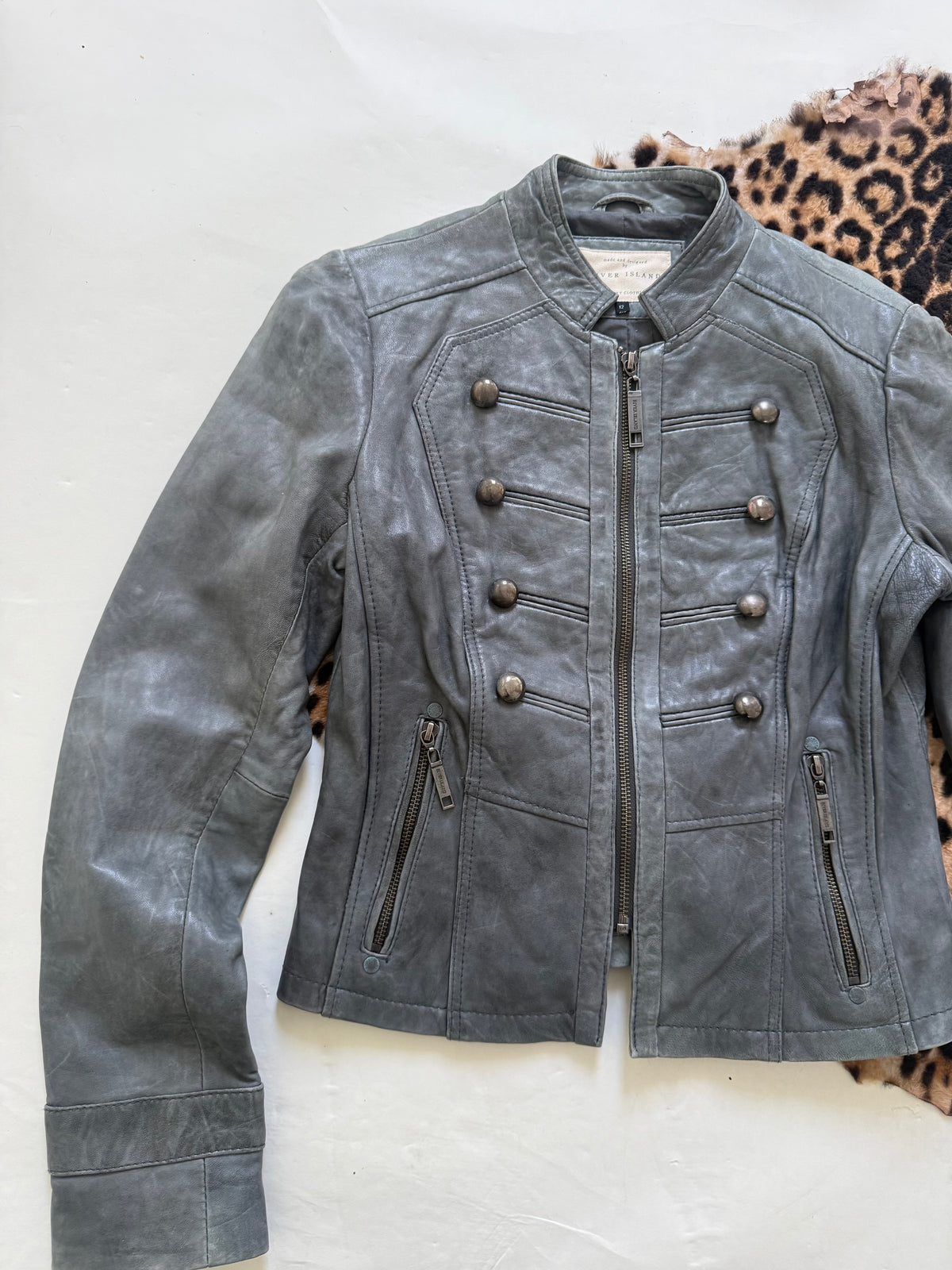 Vintage Leather Military Jacket (UK12)