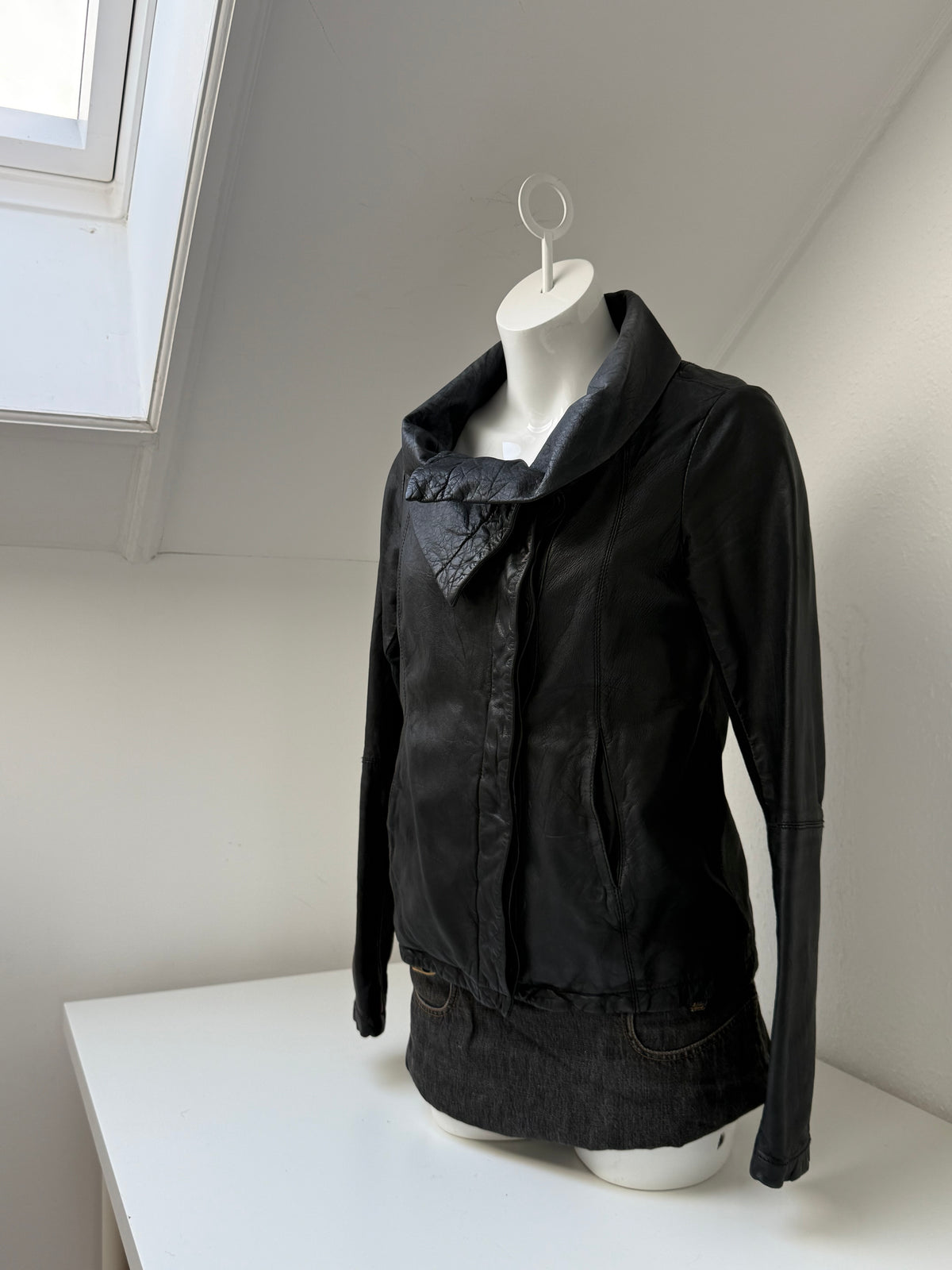 Allsaints Leather Asymmetric Jacket (UK12)