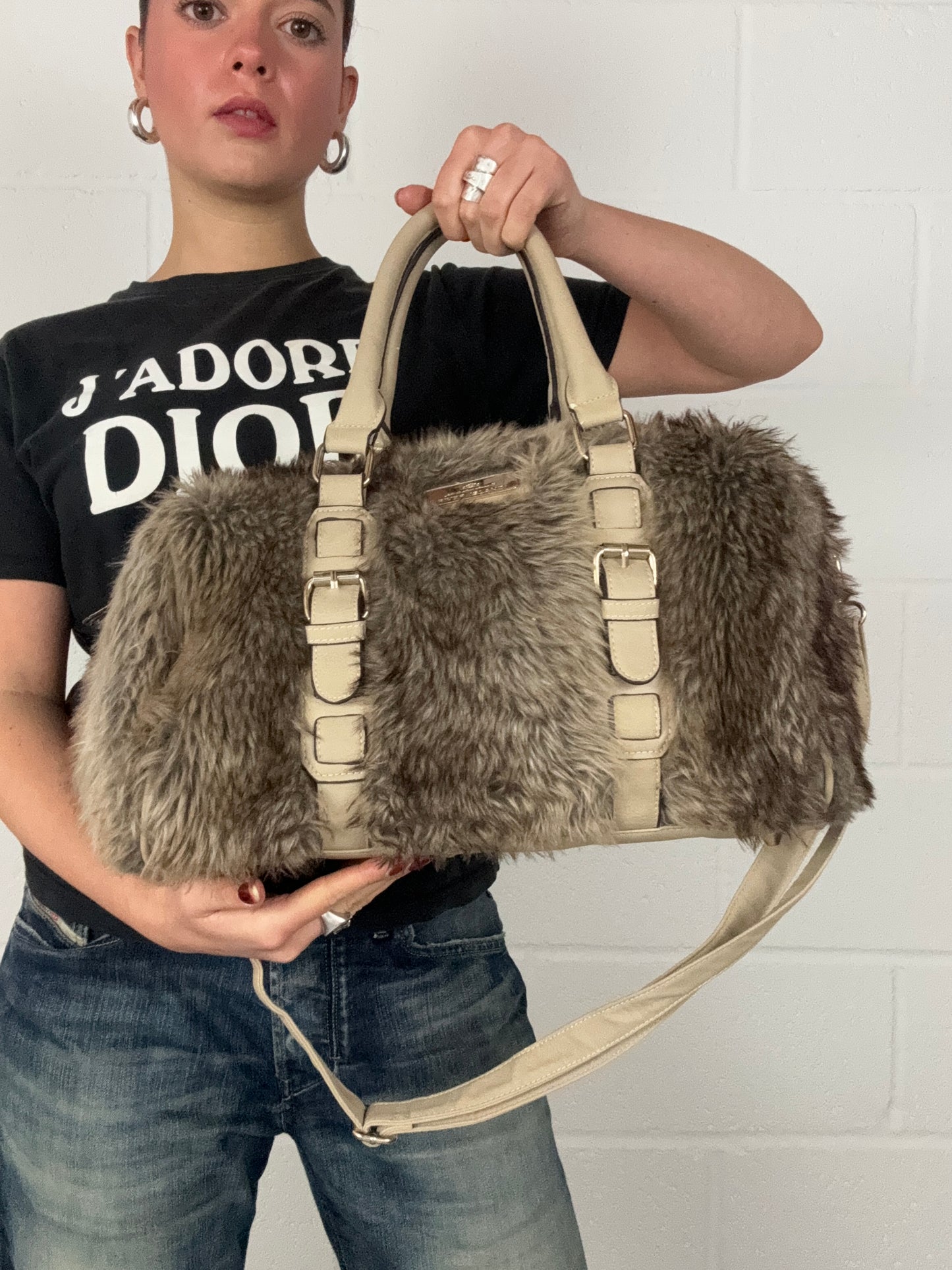 Y2K Faux Fur Bowler Bag