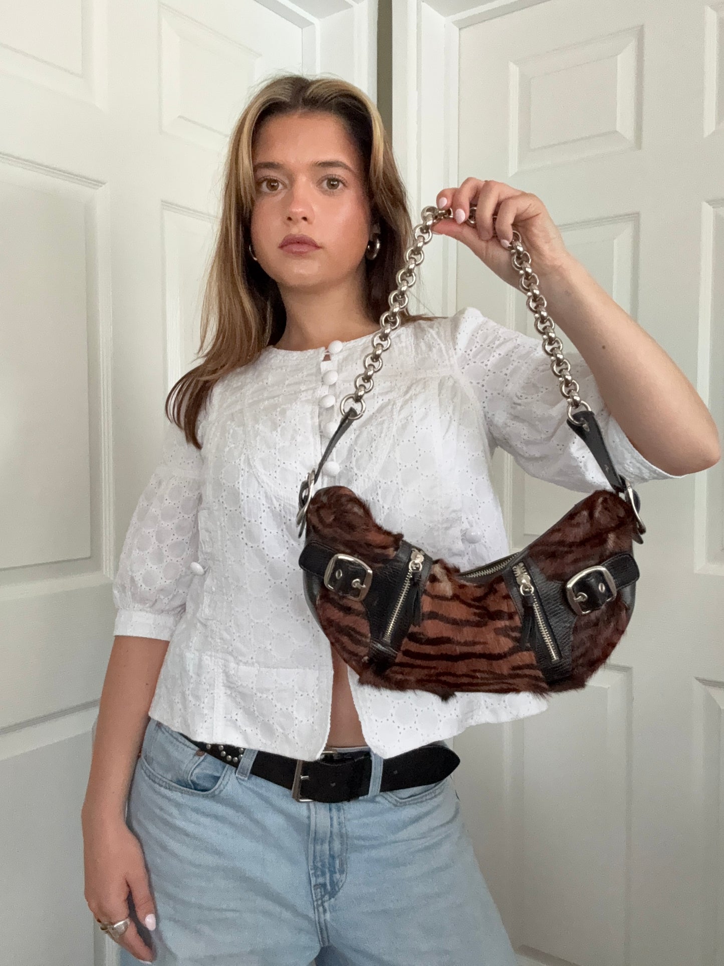 DKNY Faux Fur Shoulder Bag