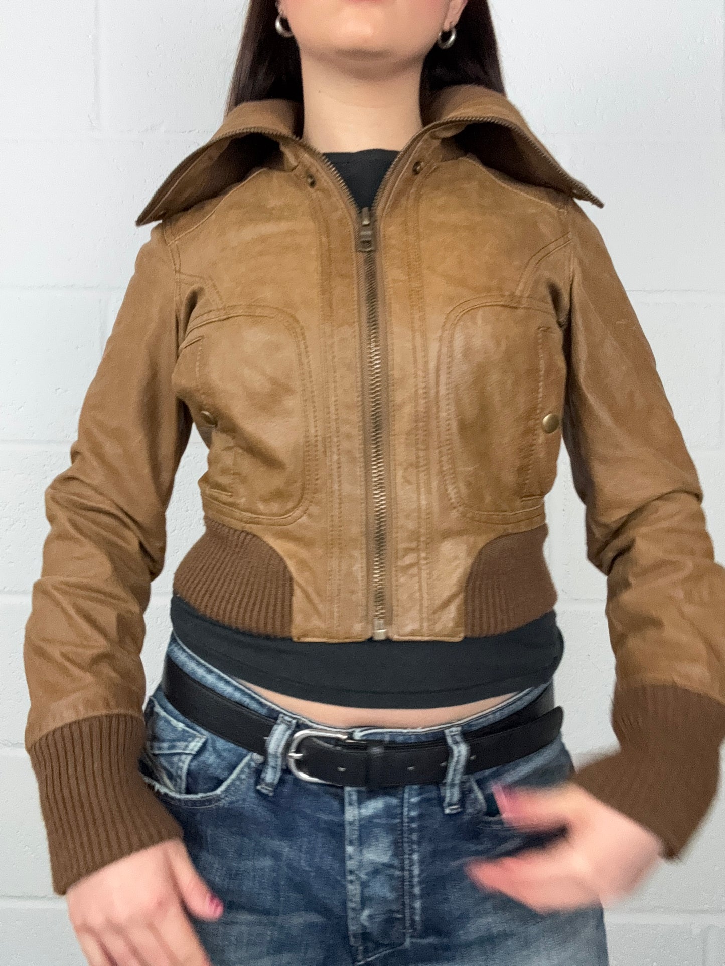 Leather Fitted Jacket (UK8)