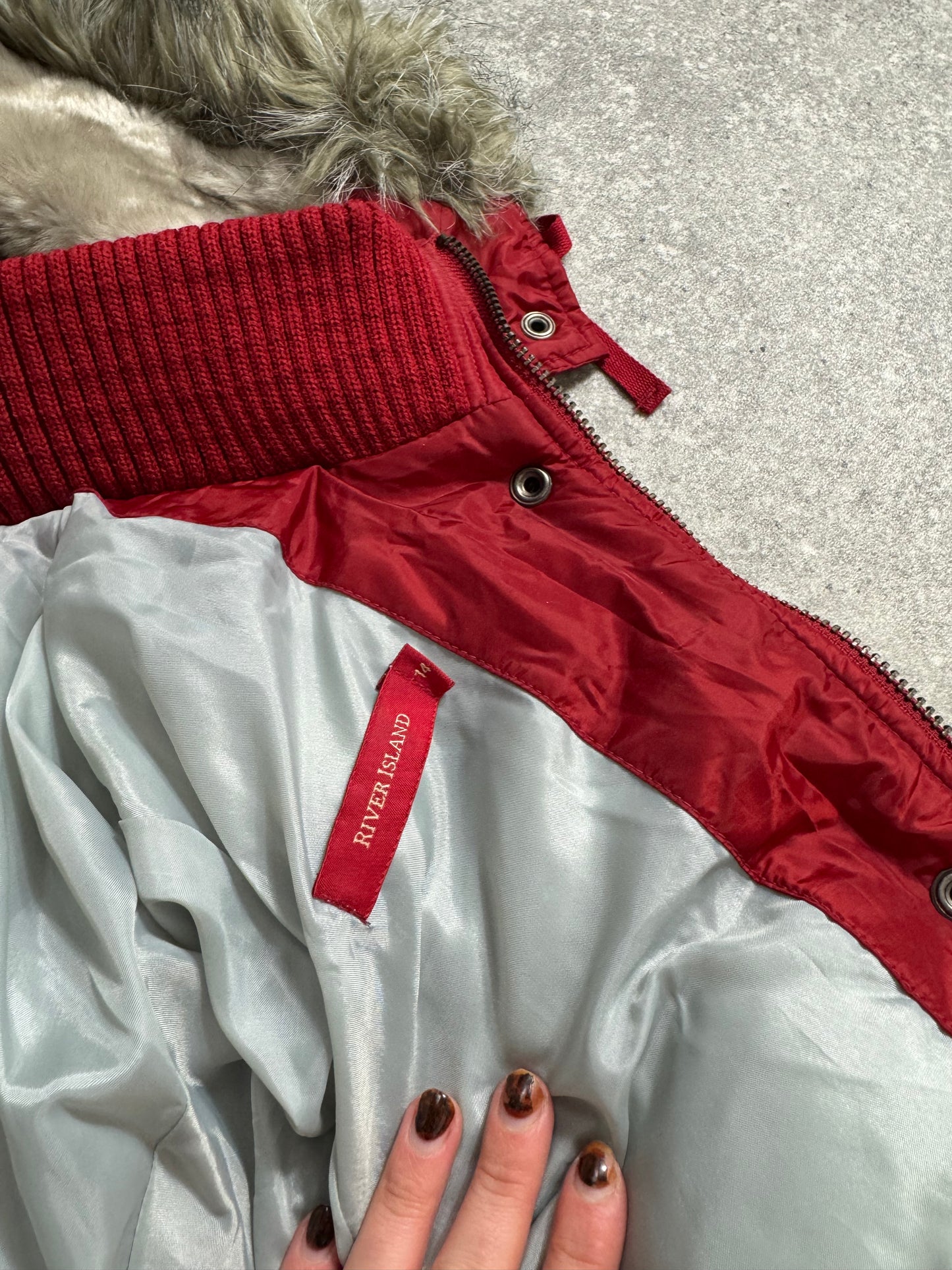 Red Y2K Puffer Jacket (UK14)