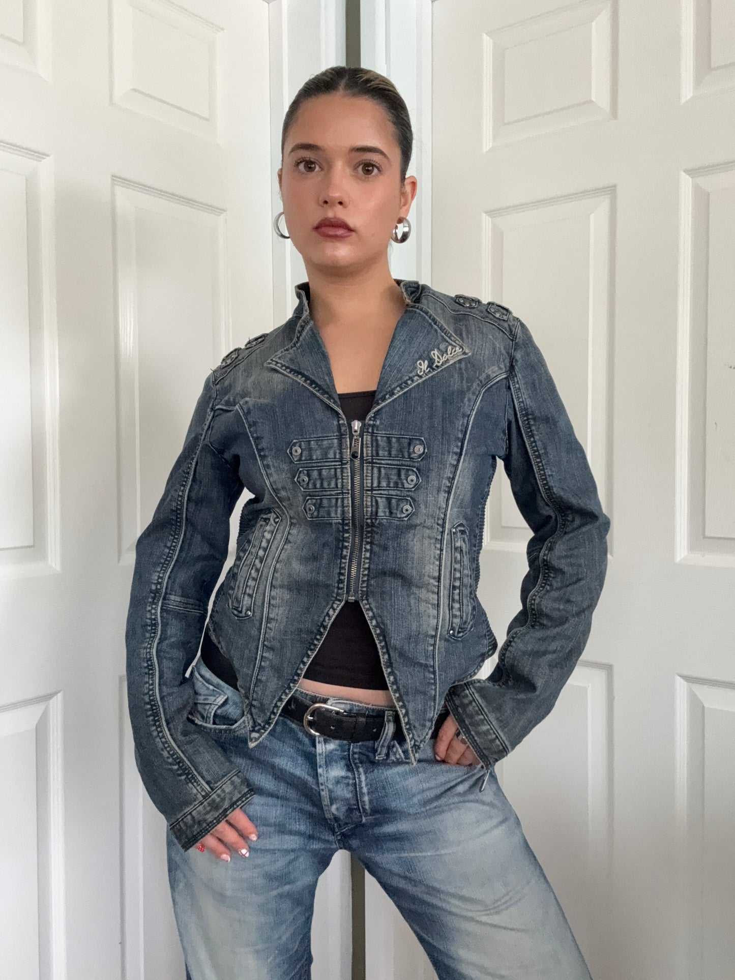 Denim Military Jacket (L)