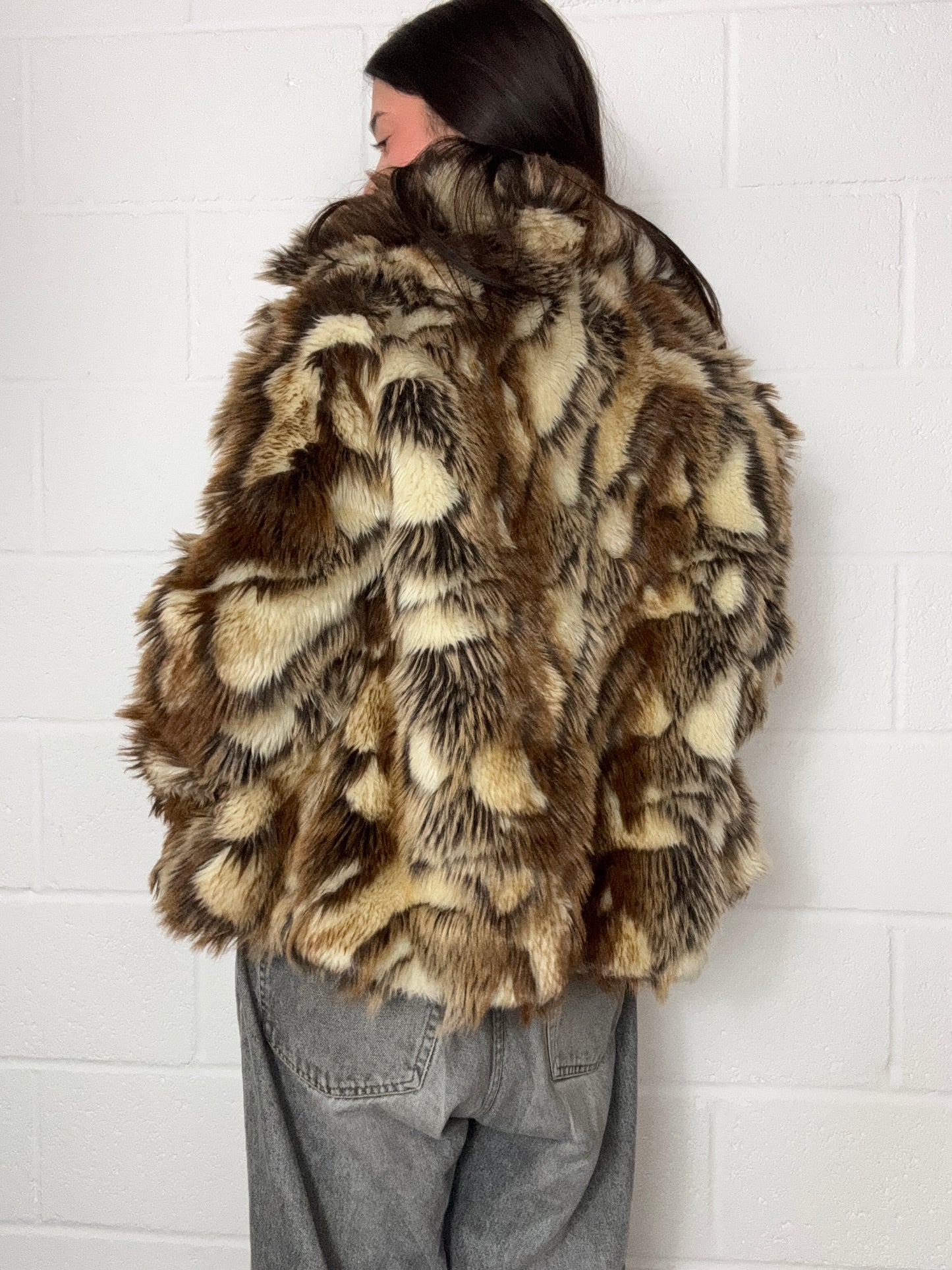 Faux Fur Patchwork Jacket (UK12)