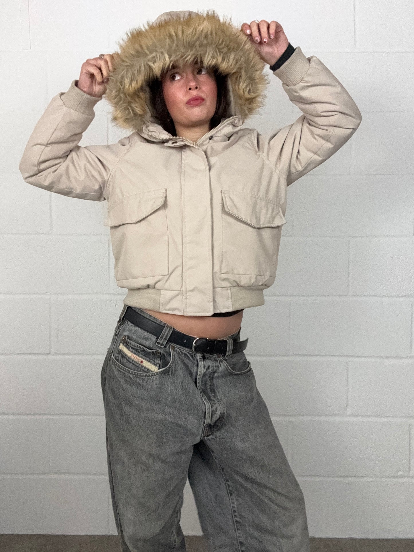 Beige Bomber Jacket (S)