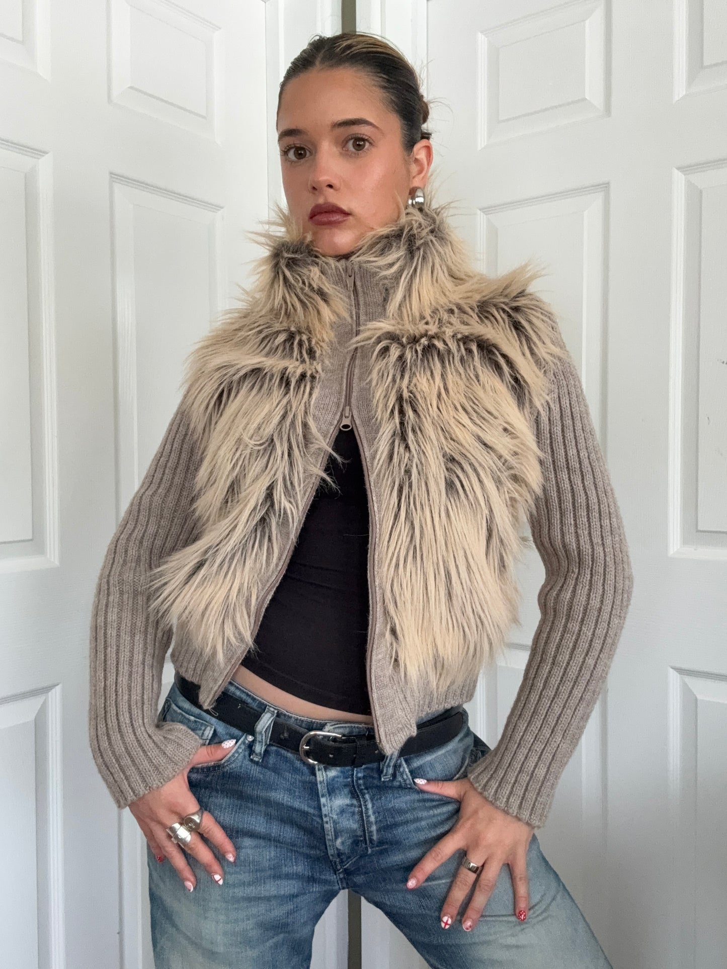 Morgan De Toi Faux Fur Double Zip Jumper (S)