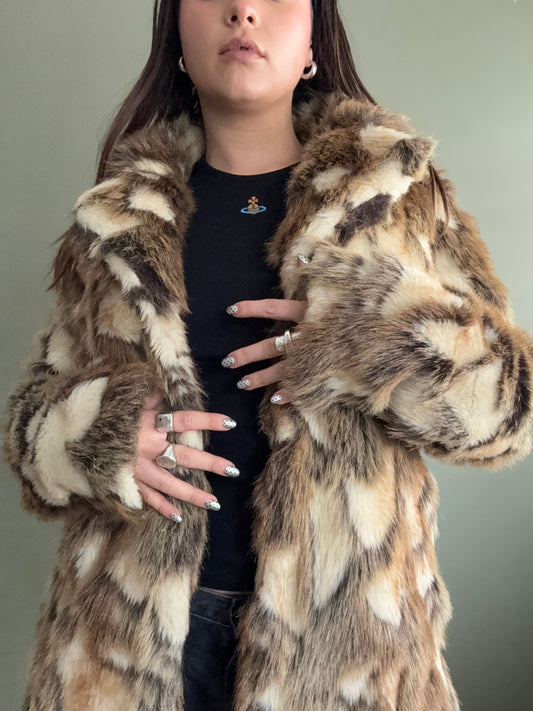 Faux Fur Patchwork Jacket (UK10)