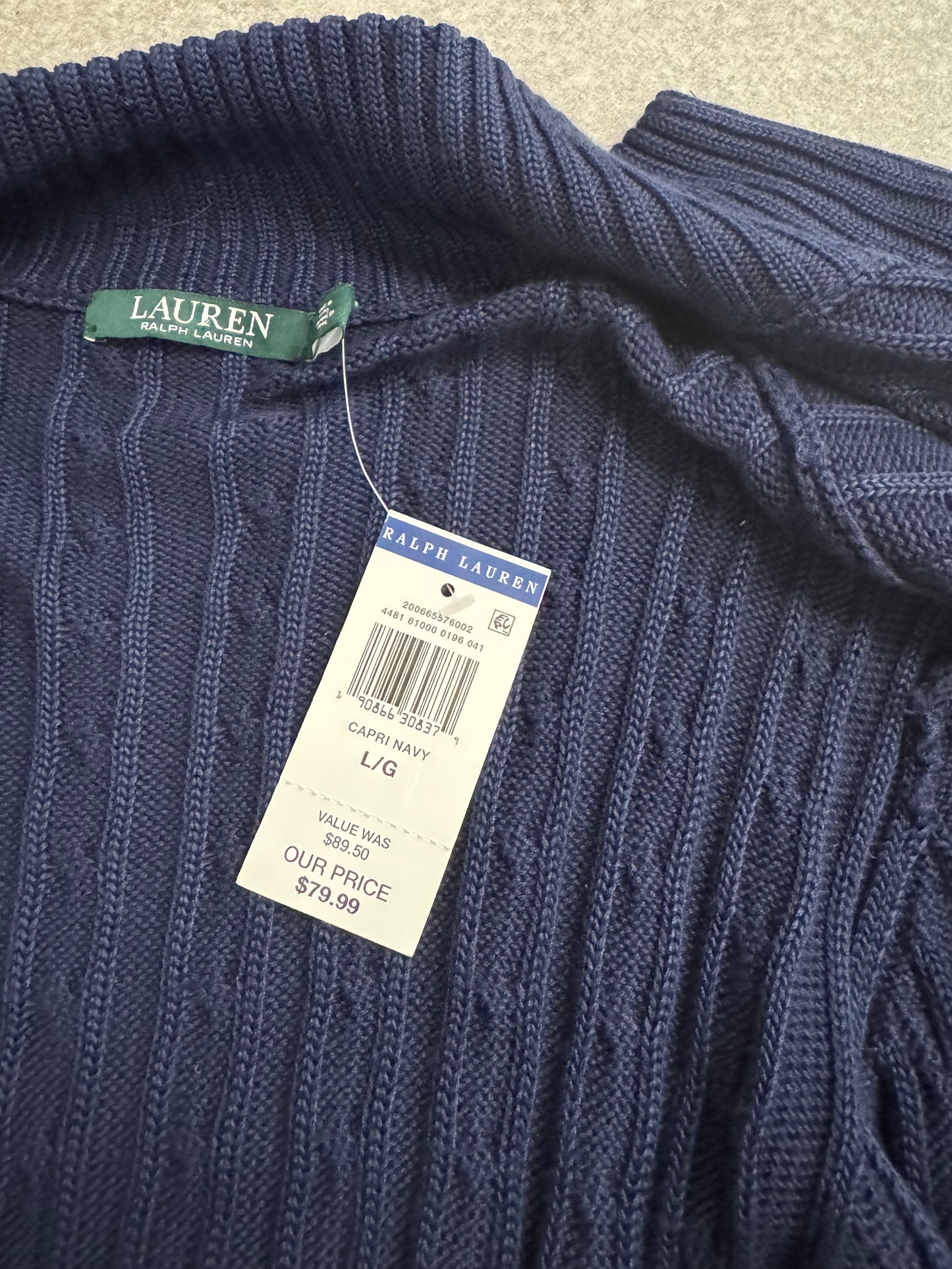 Ralph Lauren Cable Knit Zip Jumper (L)