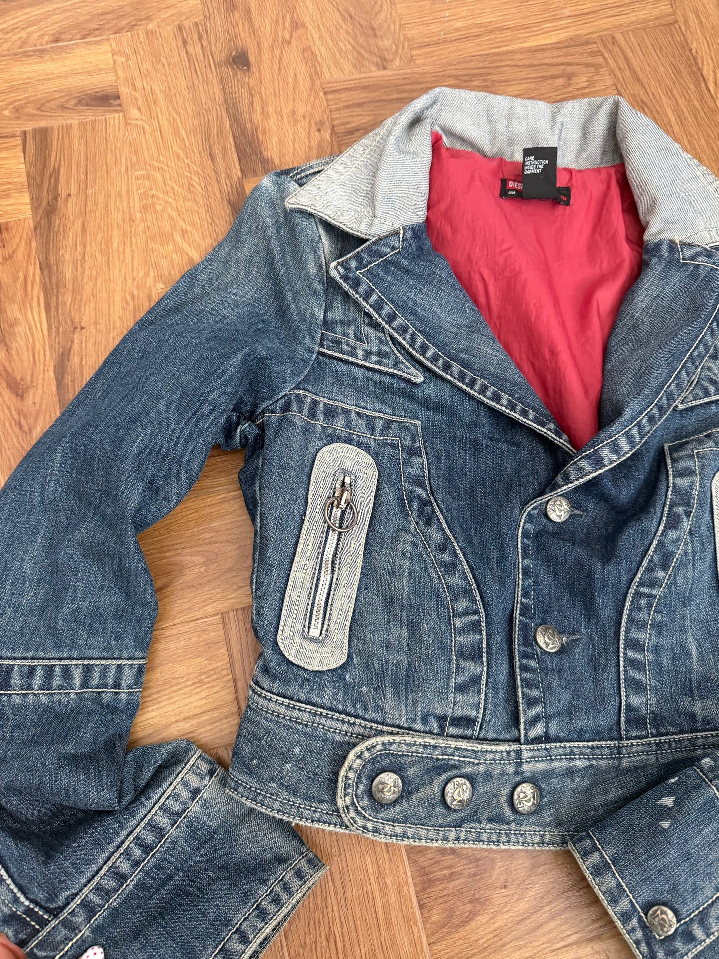 Diesel Cropped Fitted Denim Jacket (S)