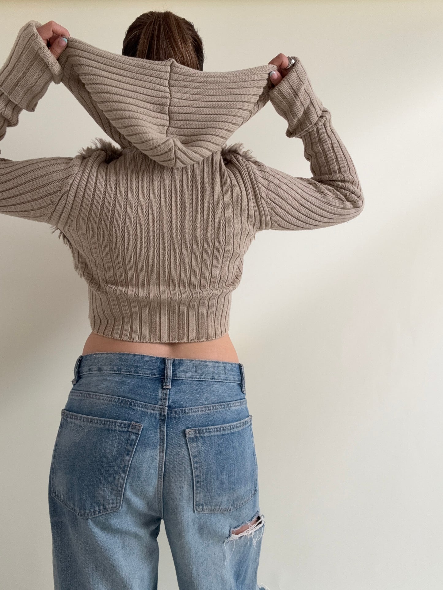 DKNY Faux Fur Cropped Jumper (S)