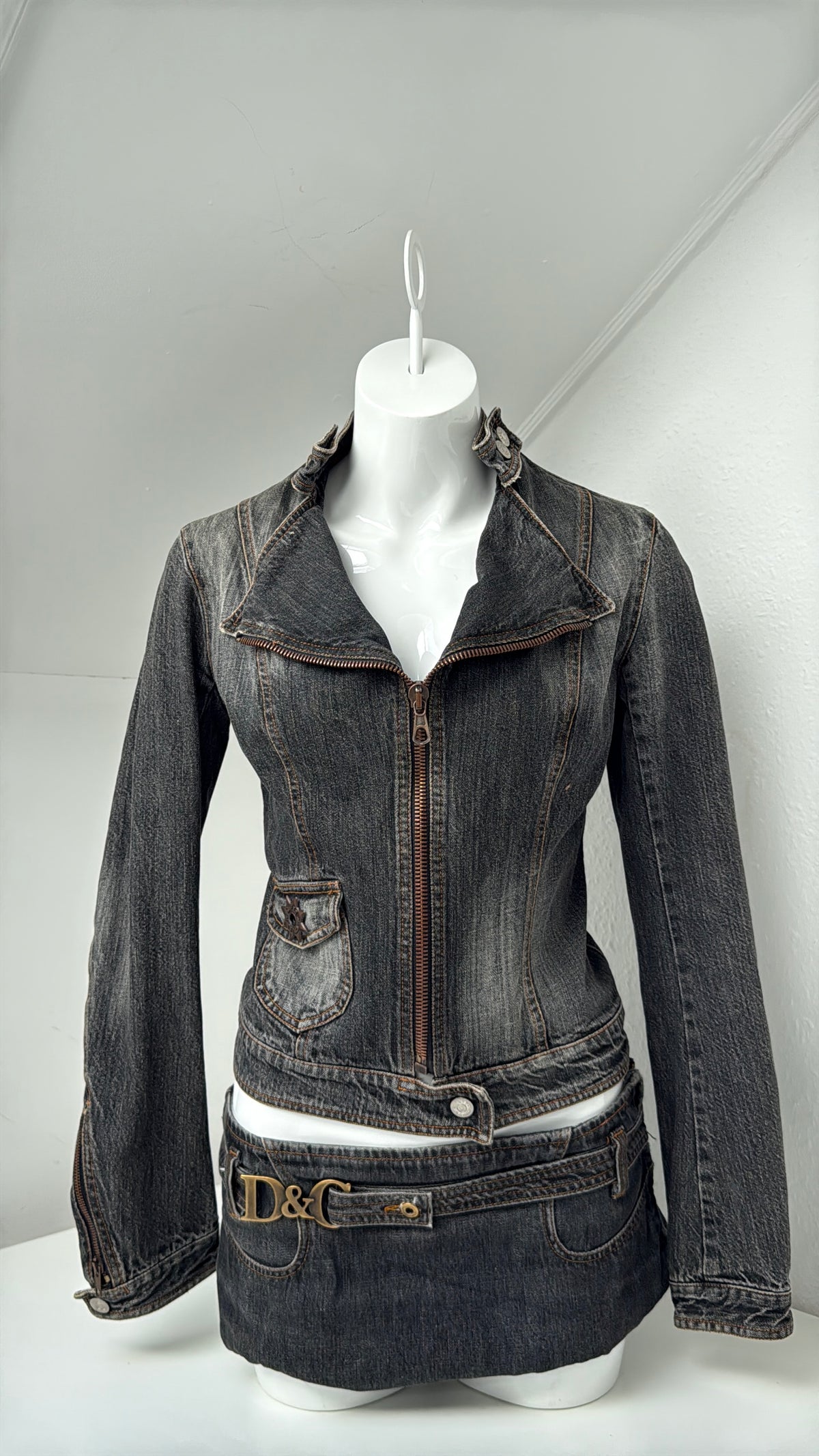 Vintage Guess Denim Biker Jacket (S)