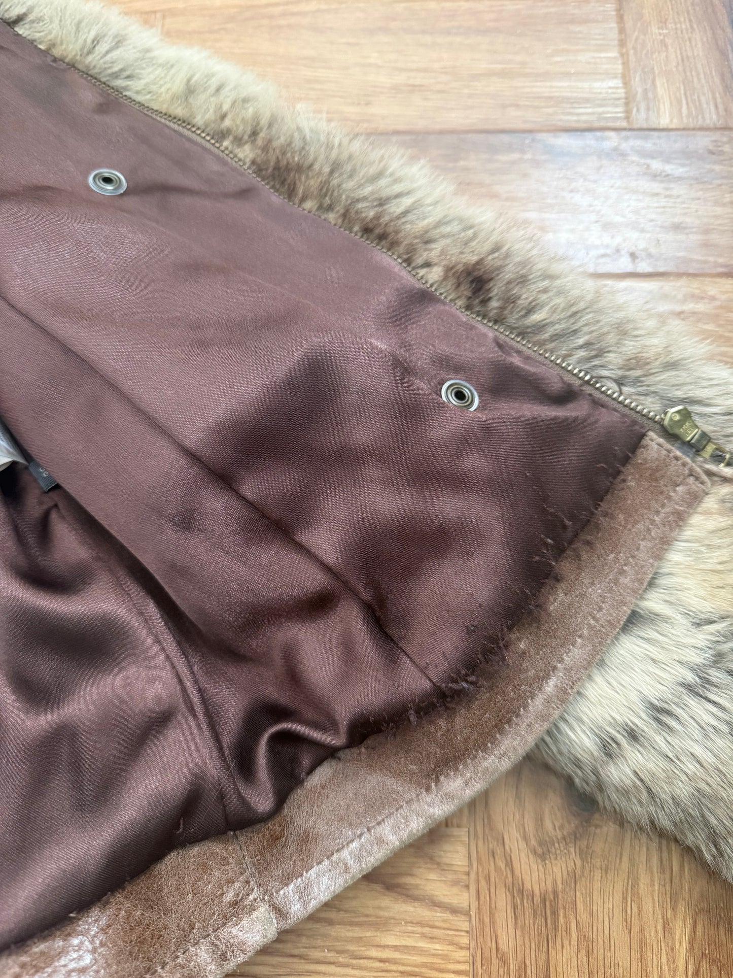 Faux Fur Buckle Bomber Jacket (UK12)