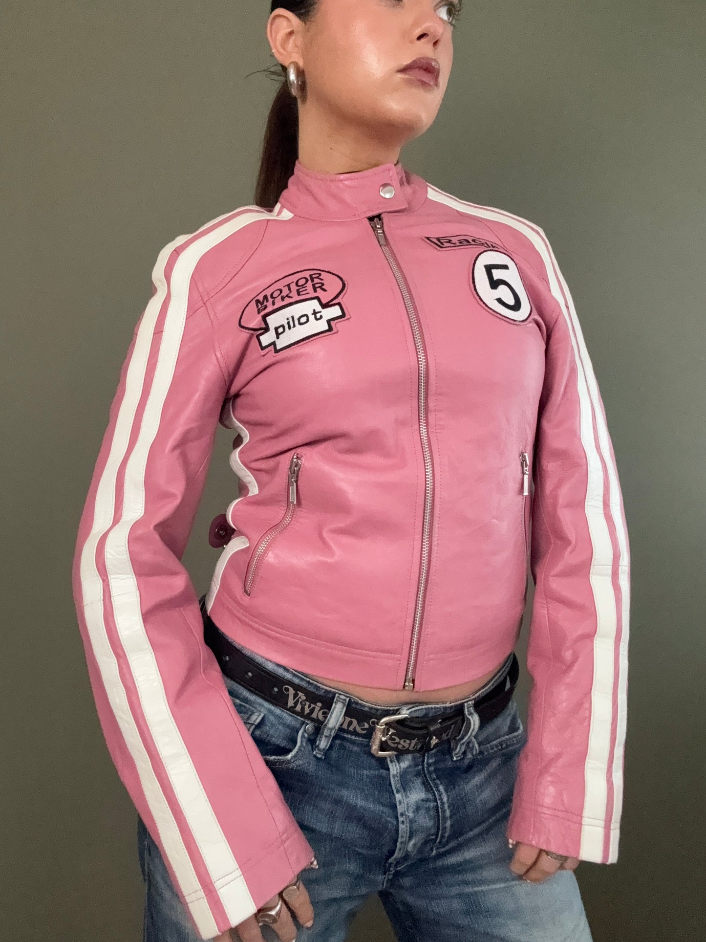 Pink Leather Jacket (UK10)