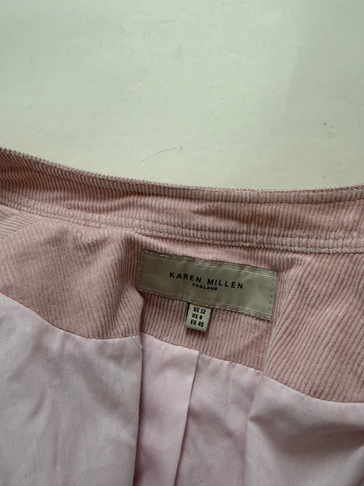 Baby Pink Corduroy Karen Millen Military Jacket (UK12)