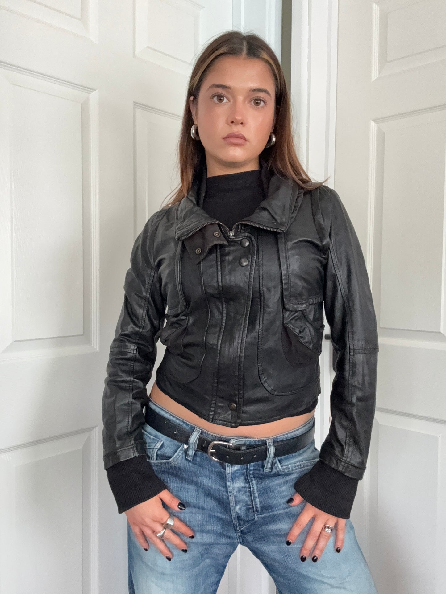 Morgan De Toi Leather Bomber Jacket (S)