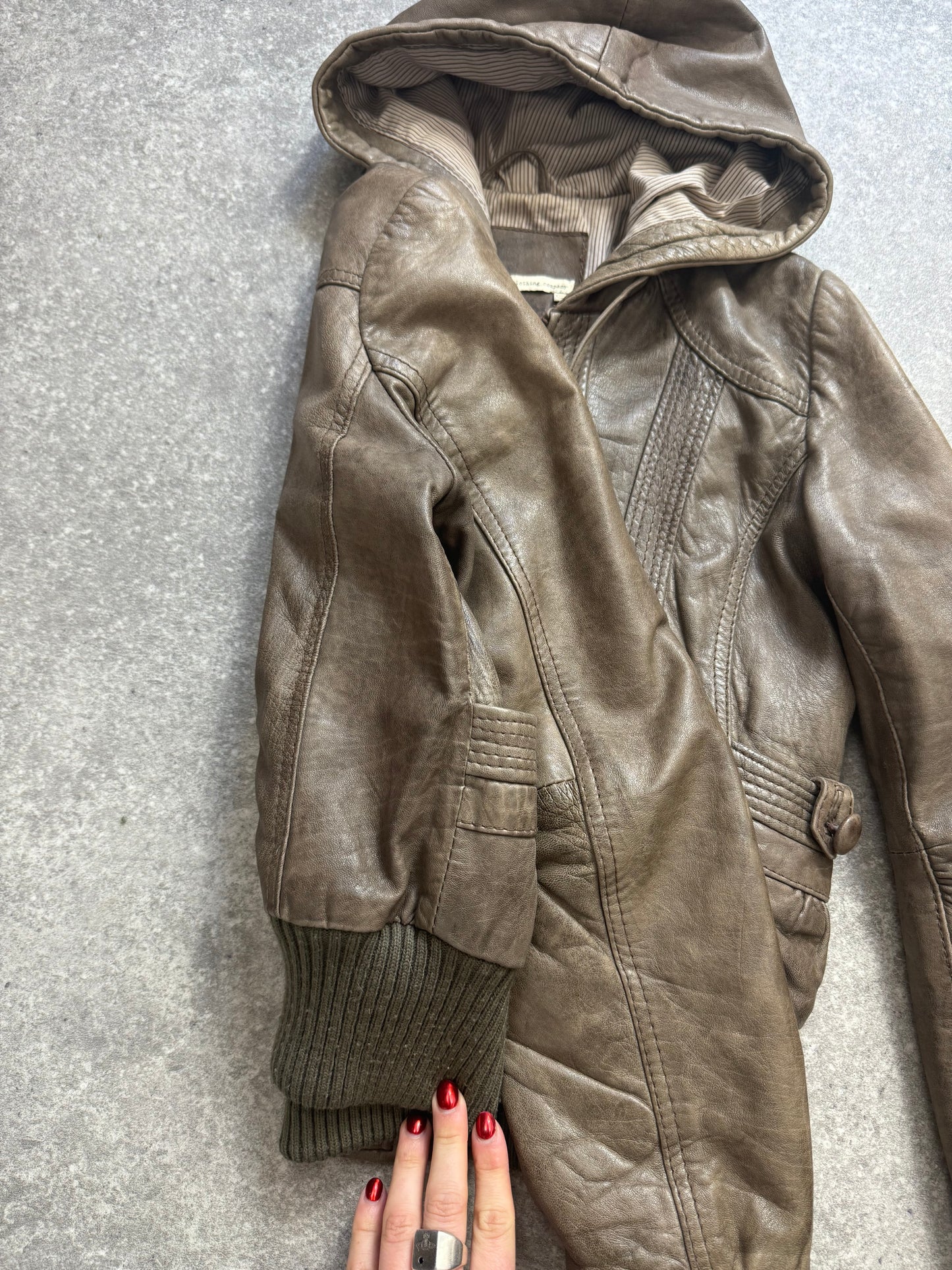 Leather Hooded Jacket (UK10)