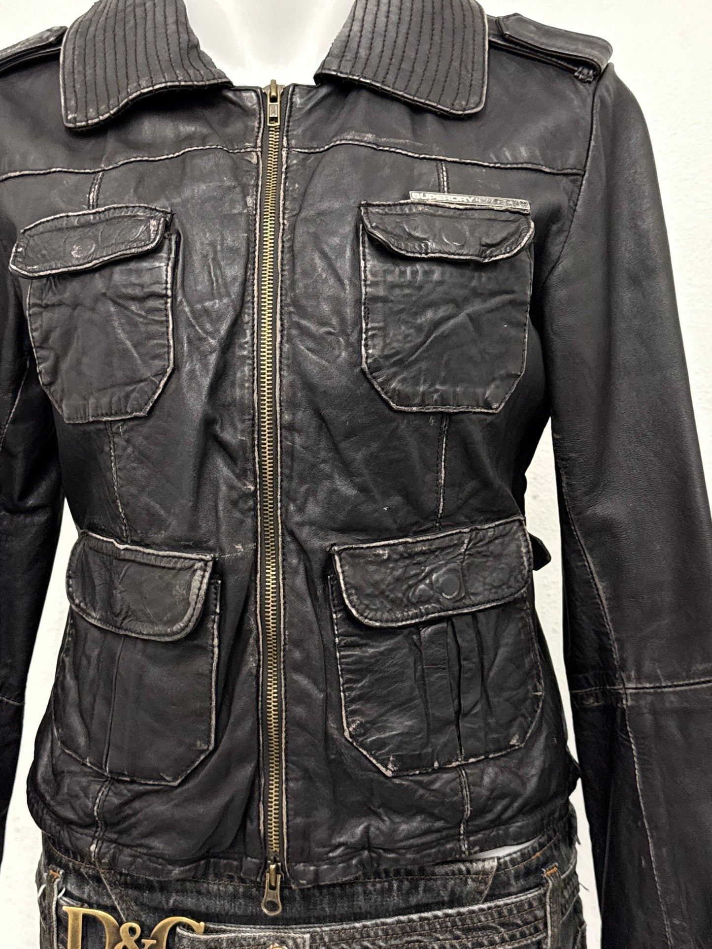 Superdry Cargo Leather Jacket (M)