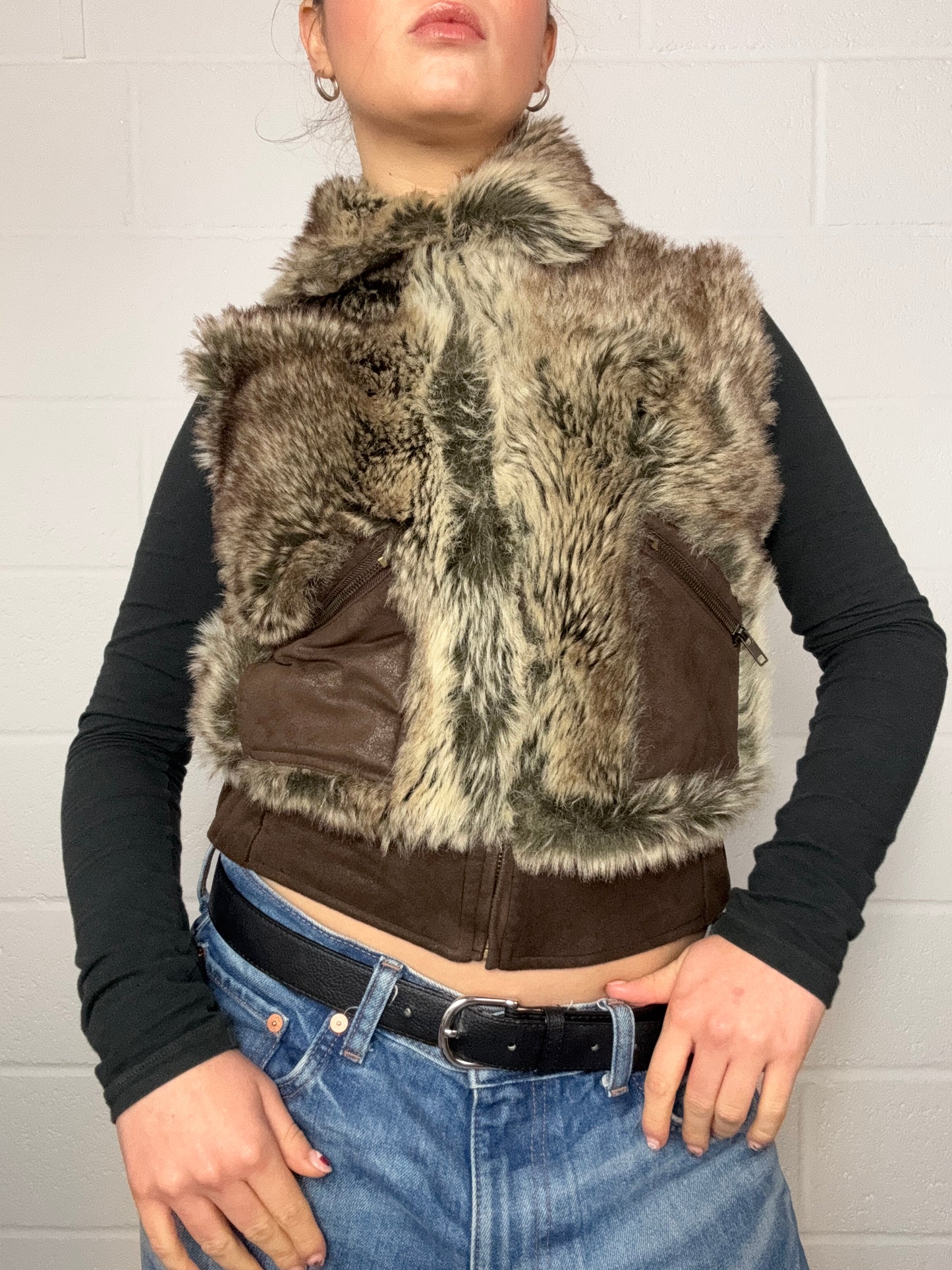 Y2K Faux Fur Gilet (UK10)