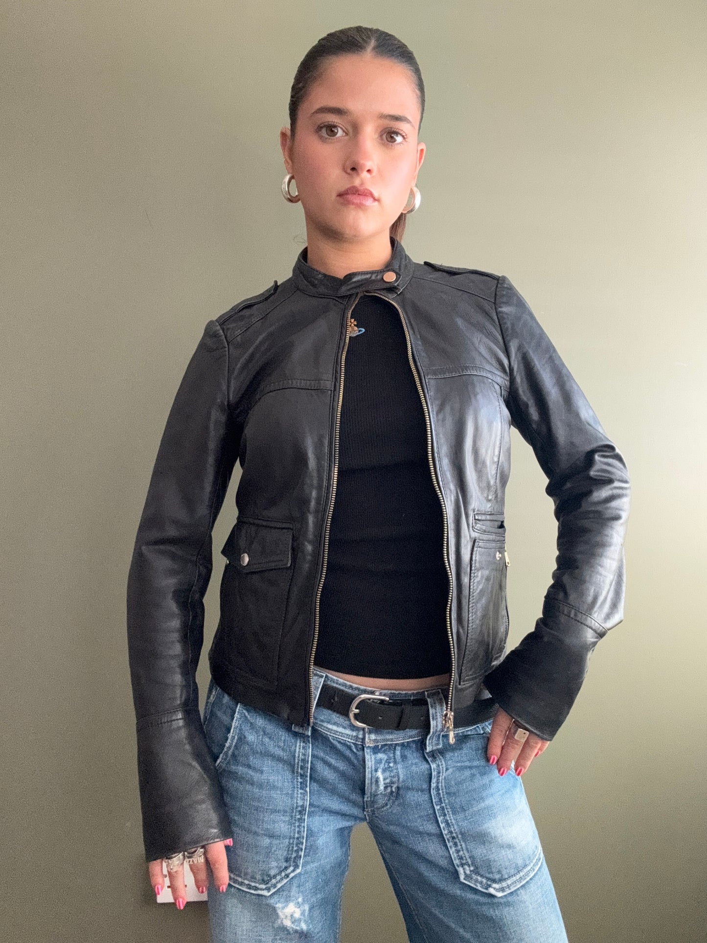 Massimo Dutti Leather Jacket (S)