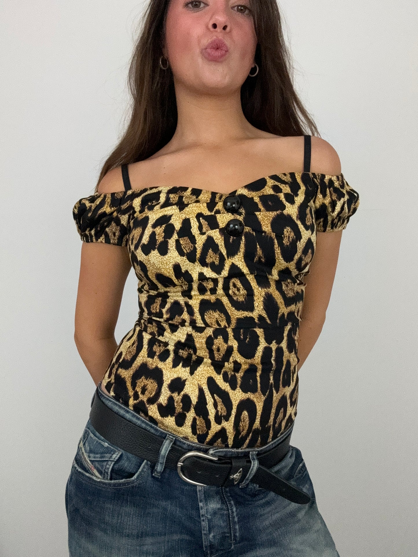 Leopard Print Fitted Top