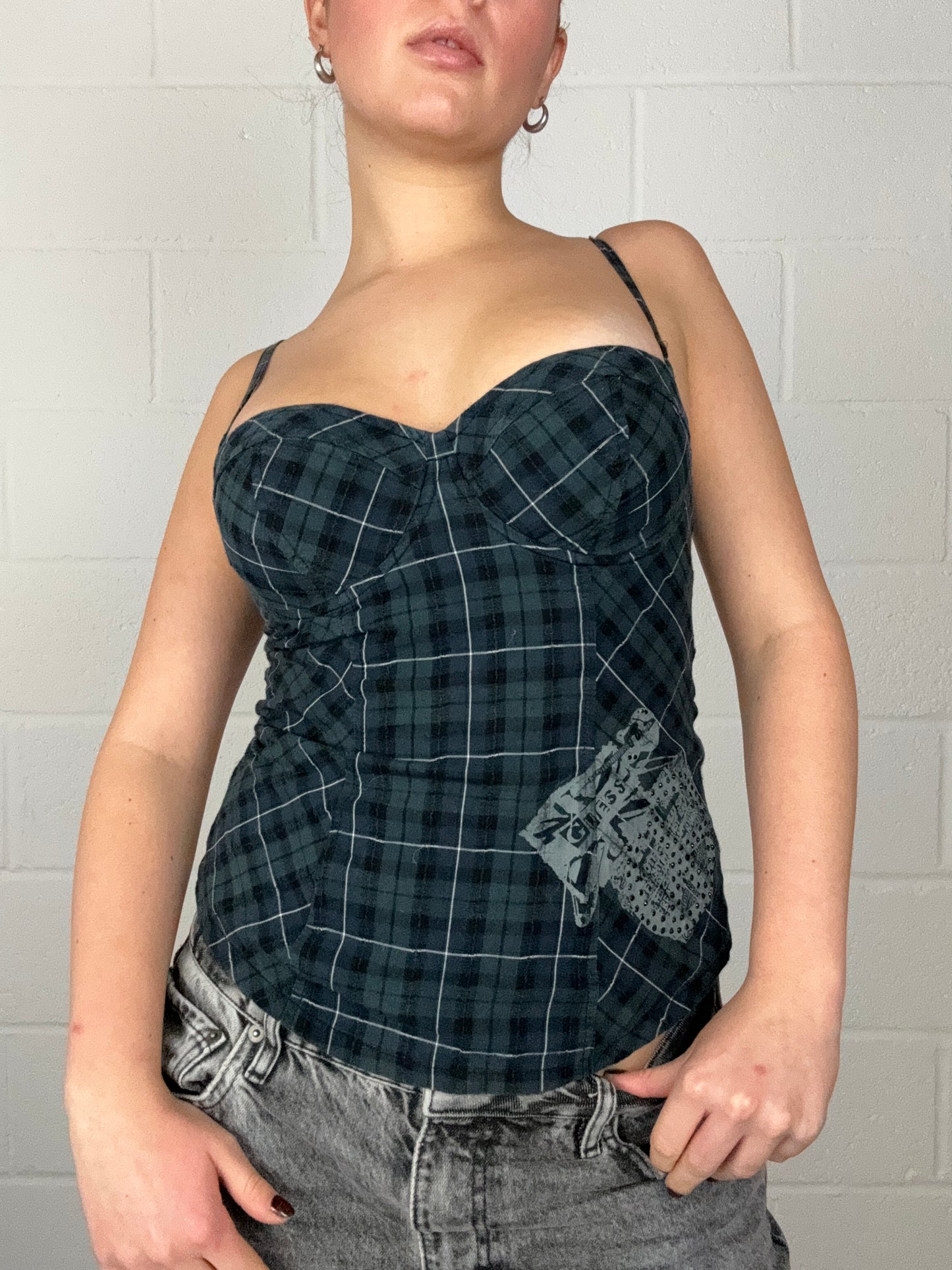 Guess Tartan Corset Top (S)