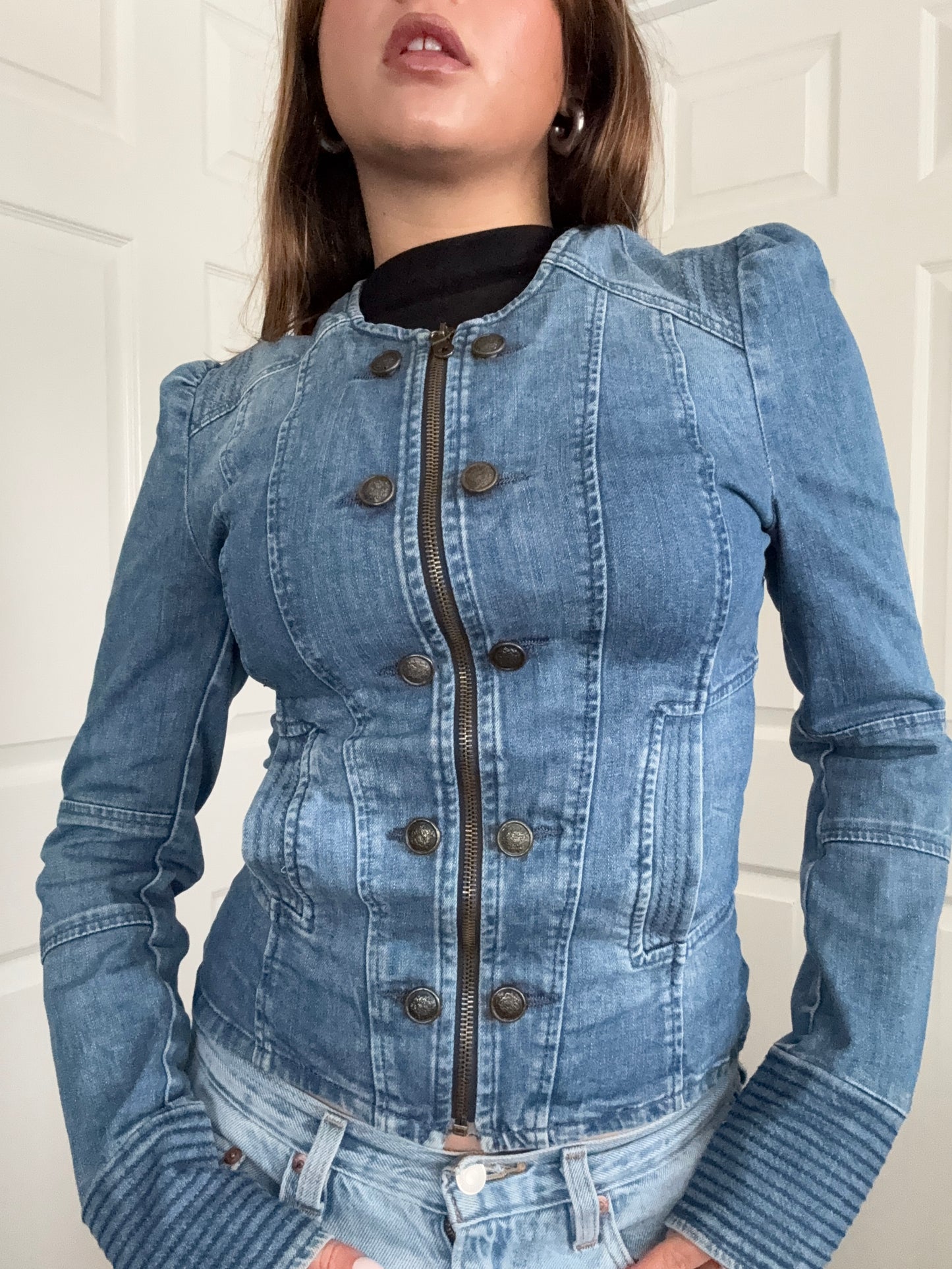 Fitted Denim Military Jacket (S)