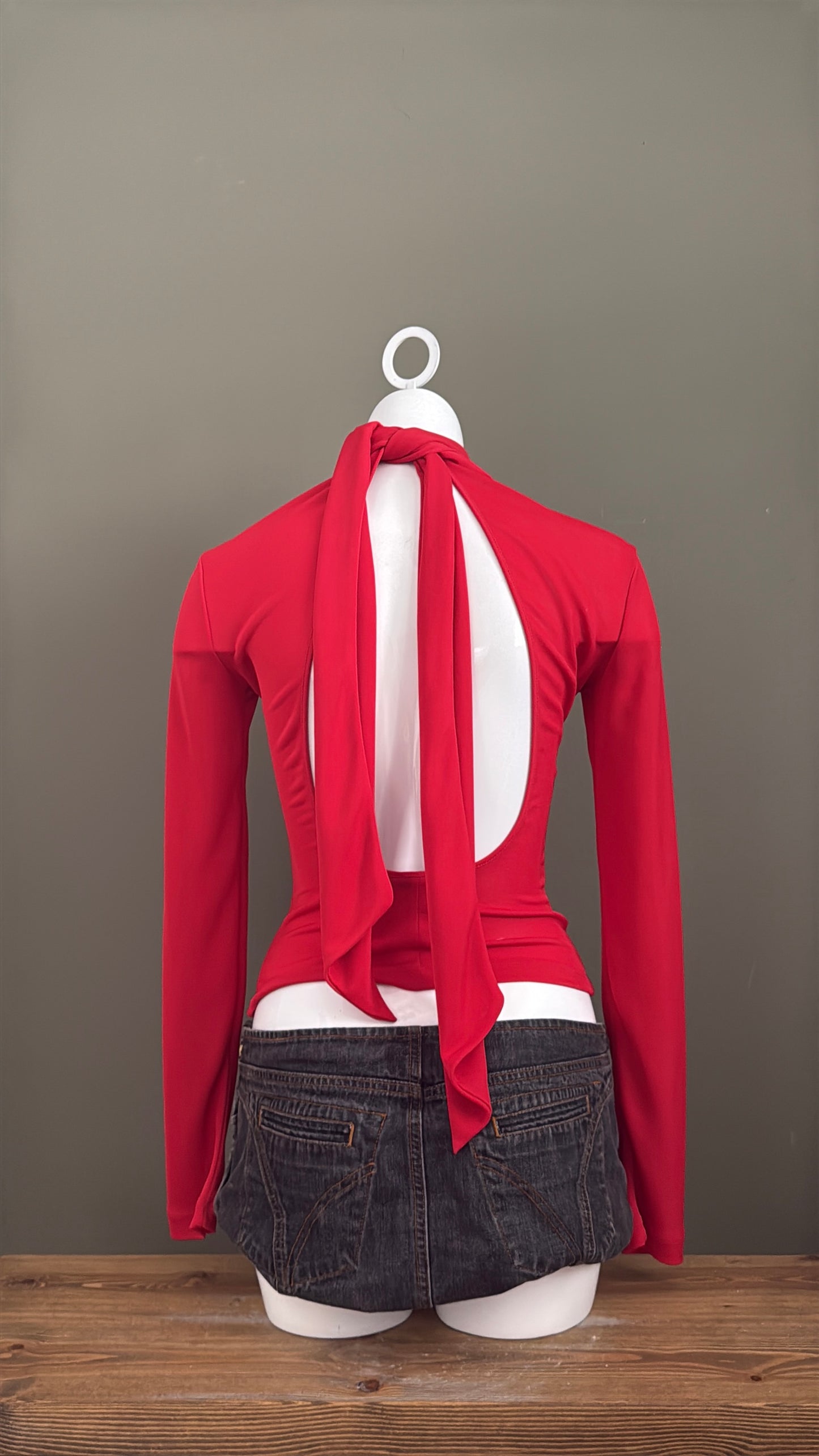 Dolce & Gabbana Red Mesh Longsleeve Top (S)